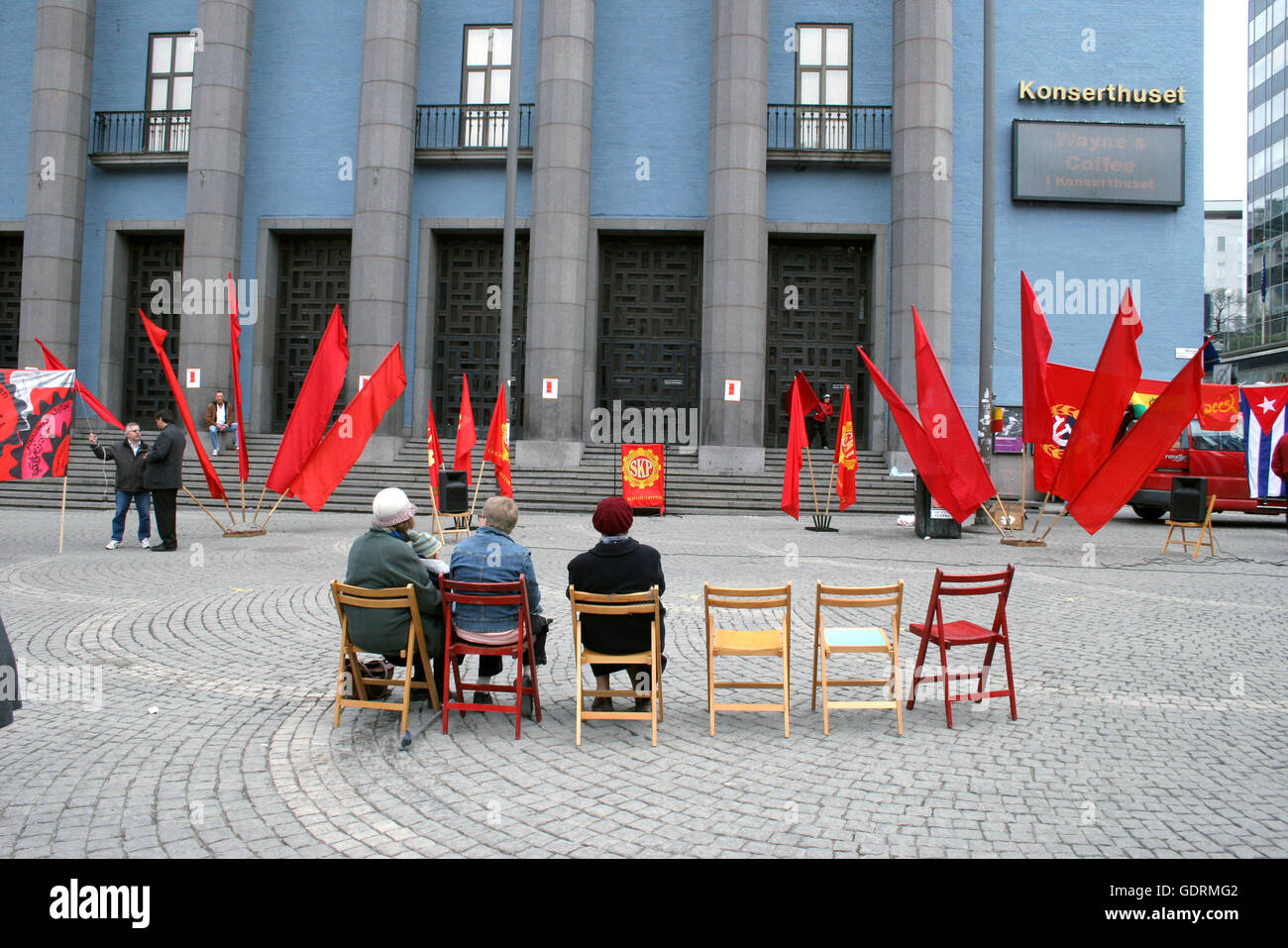 Political meeting on 1 st May by a communist party Stock Photo