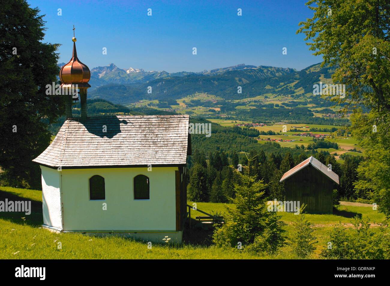 geography / travel, Germany, Bavaria, Oberried, chapel, Illertal, No-Coffee-Table-Book-Use: Allgäu Stock Photo