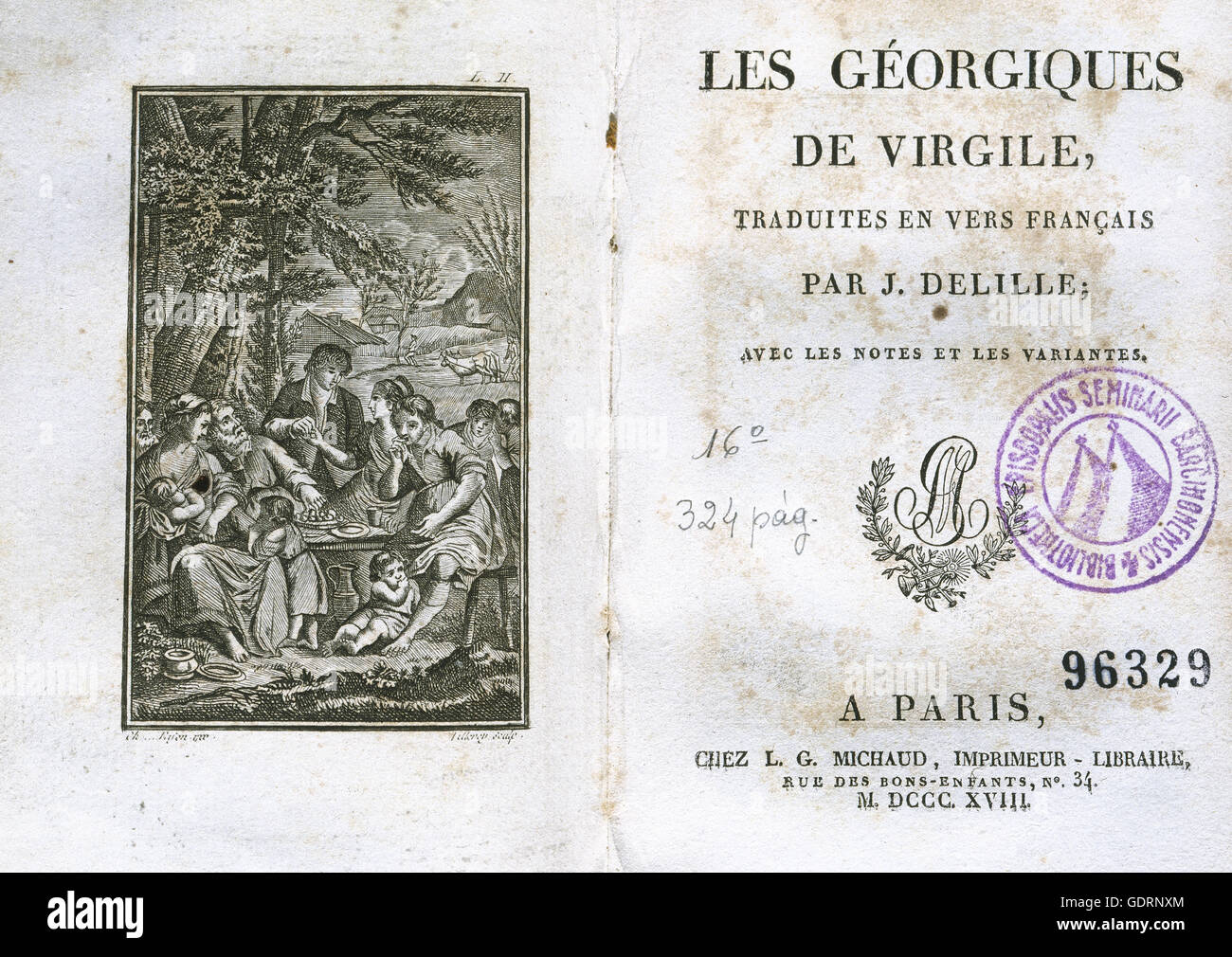 Virgil (70-19 B.C.). Ancient Roman poet. Georgics. French edition, 1818. Stock Photo