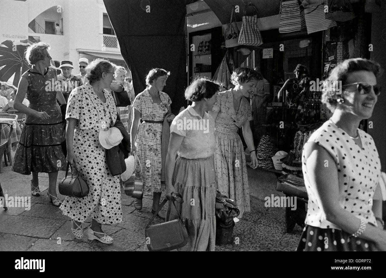 German tourists in the streets of Capri, 1957 Stock Photo Alamy