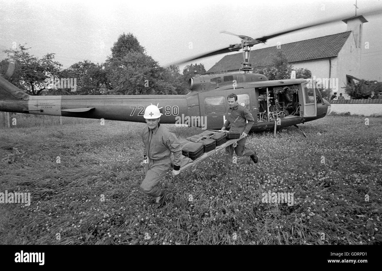 Rescue mission by helicopter near Munich, 1978 Stock Photo