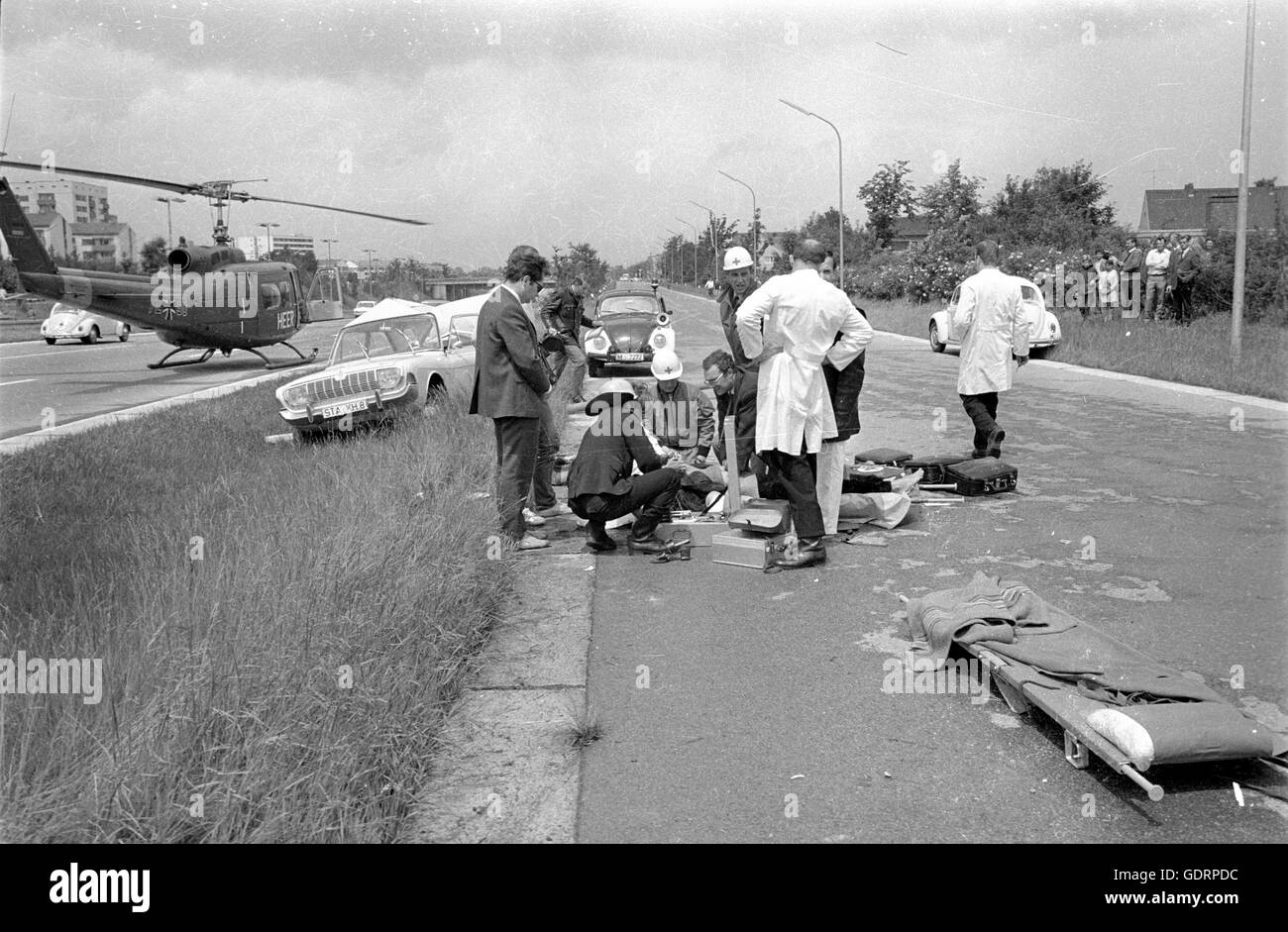 Rescue mission by helicopter near Munich, 1970 Stock Photo