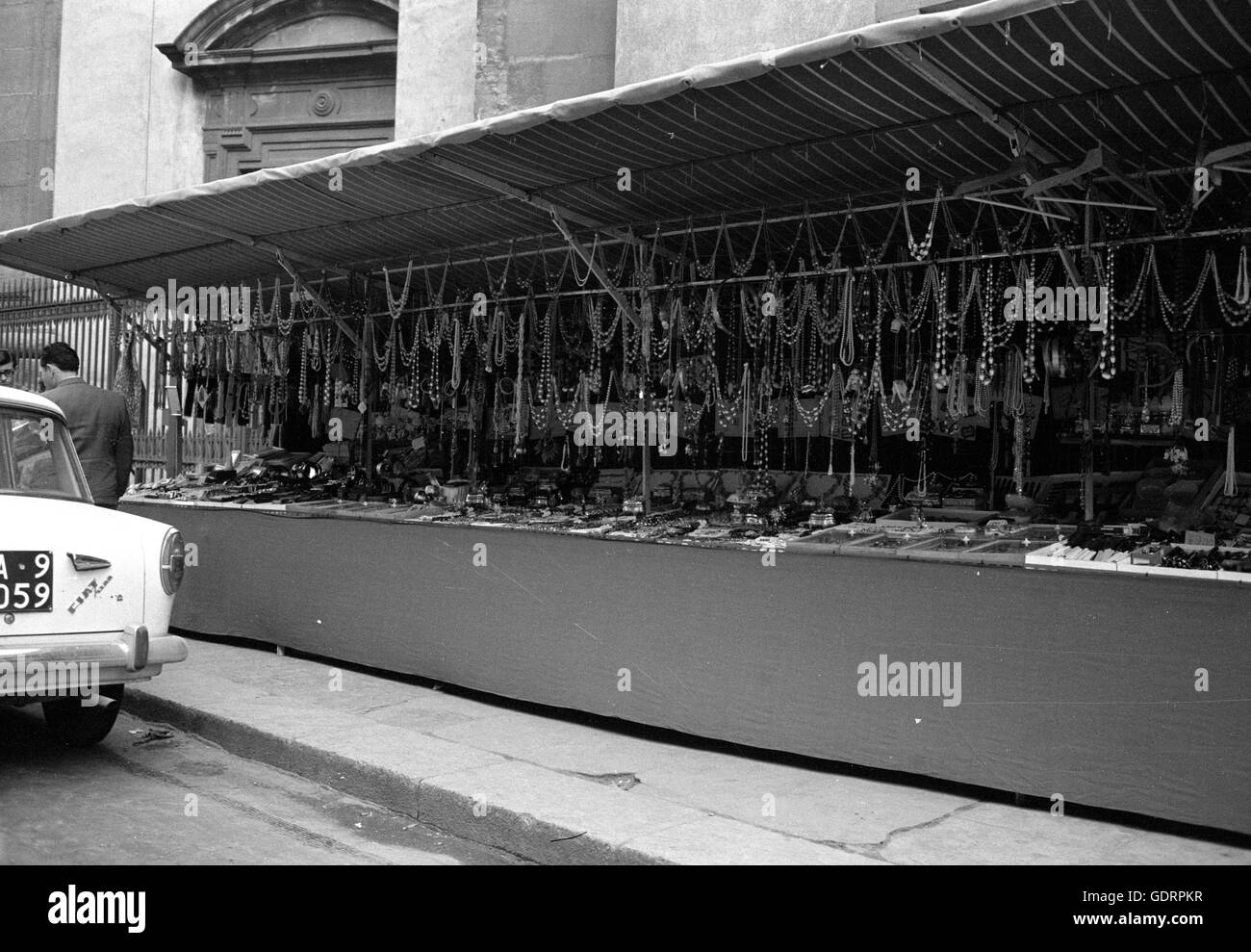 Market stall with jewelry in Palermo, 1963 Stock Photo