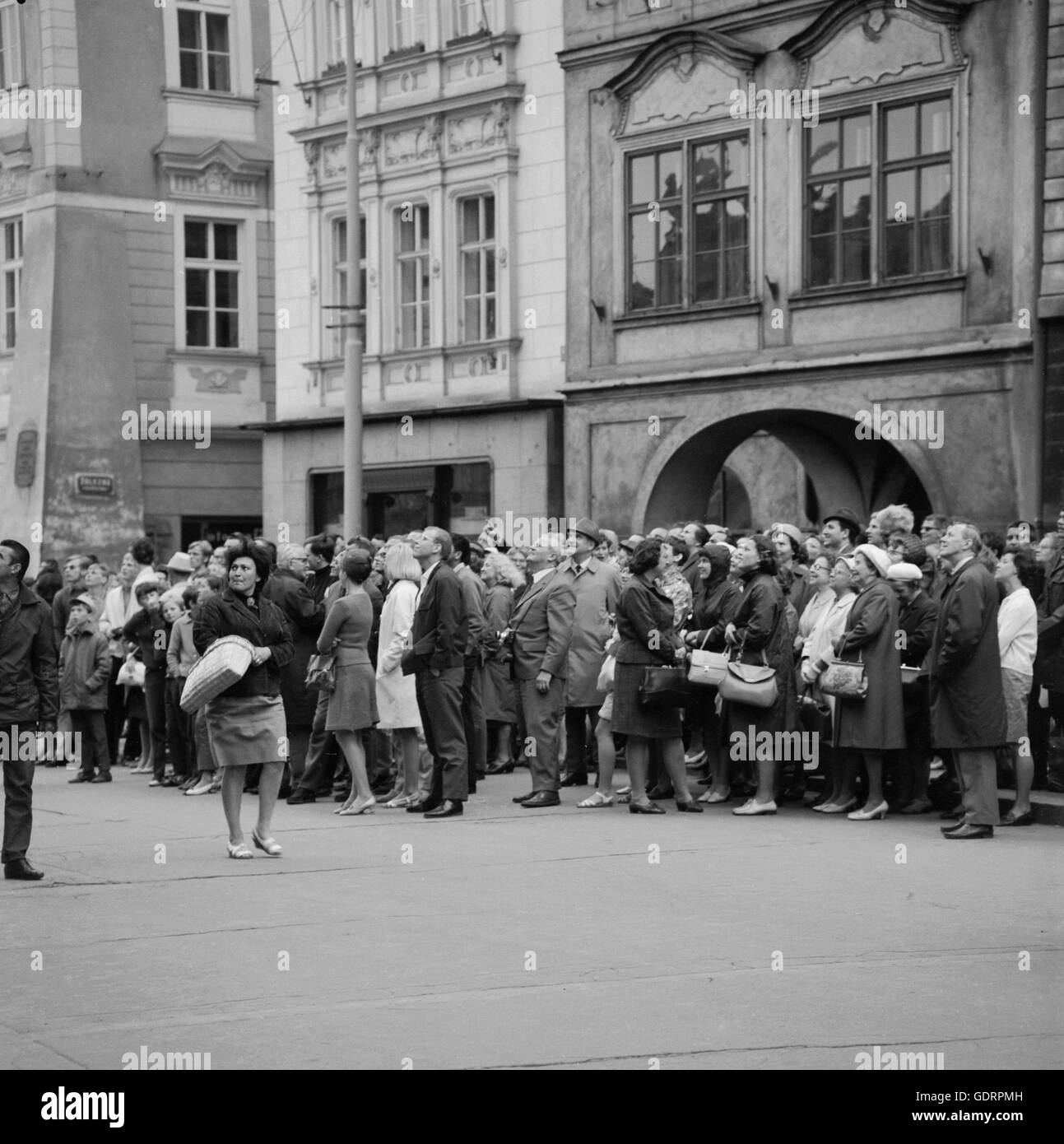 Crowd in Prague, 1960s Stock Photo