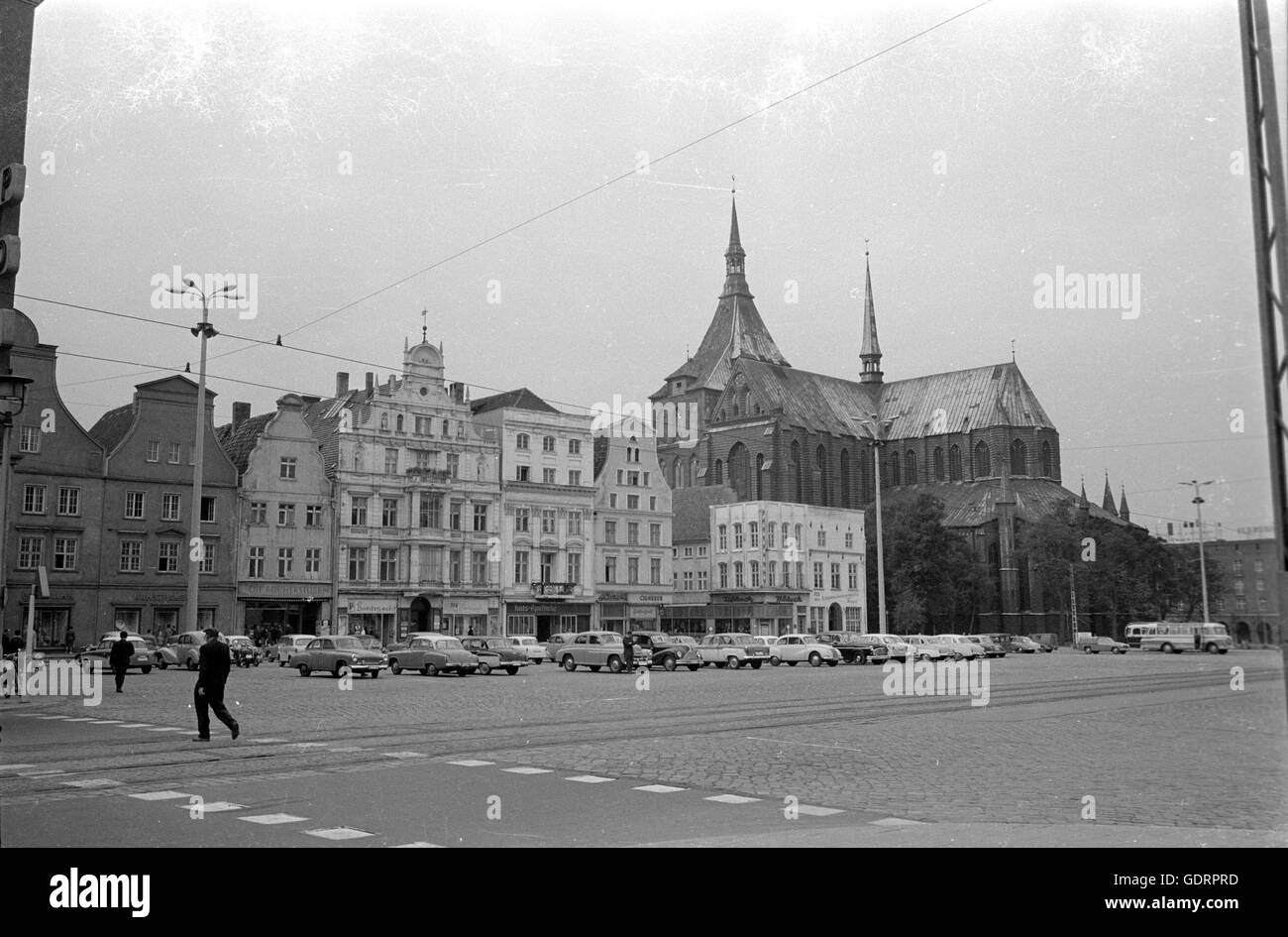 The Neuer Markt (New Market Square) in Rostock, 1963 Stock Photo