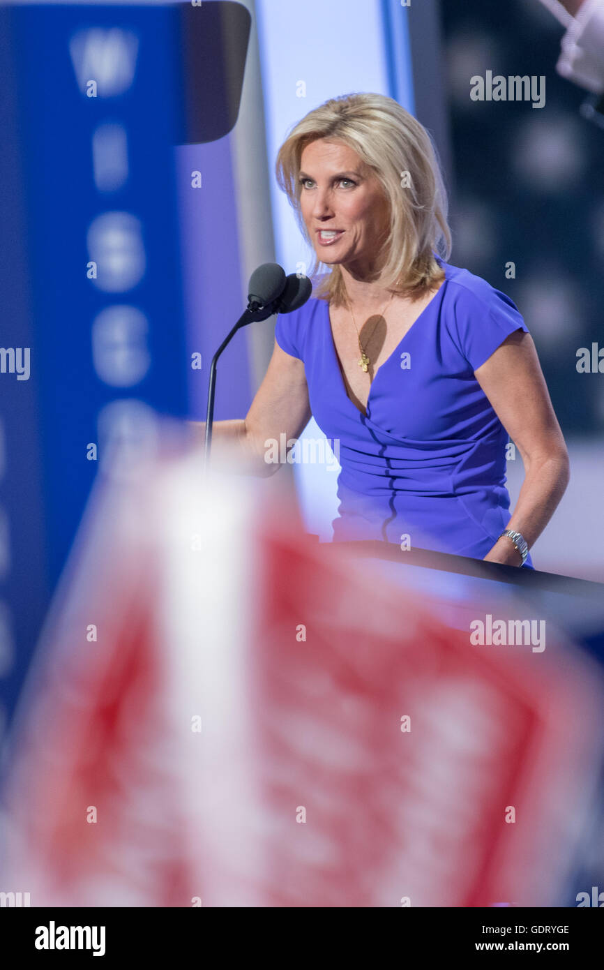 Cleveland, Ohio, USA. 20th July, 2016. Conservative Talk show personality Laura Ingraham addresses the third day of the Republican National Convention July 20, 2016 in Cleveland, Ohio. Credit:  Planetpix/Alamy Live News Stock Photo