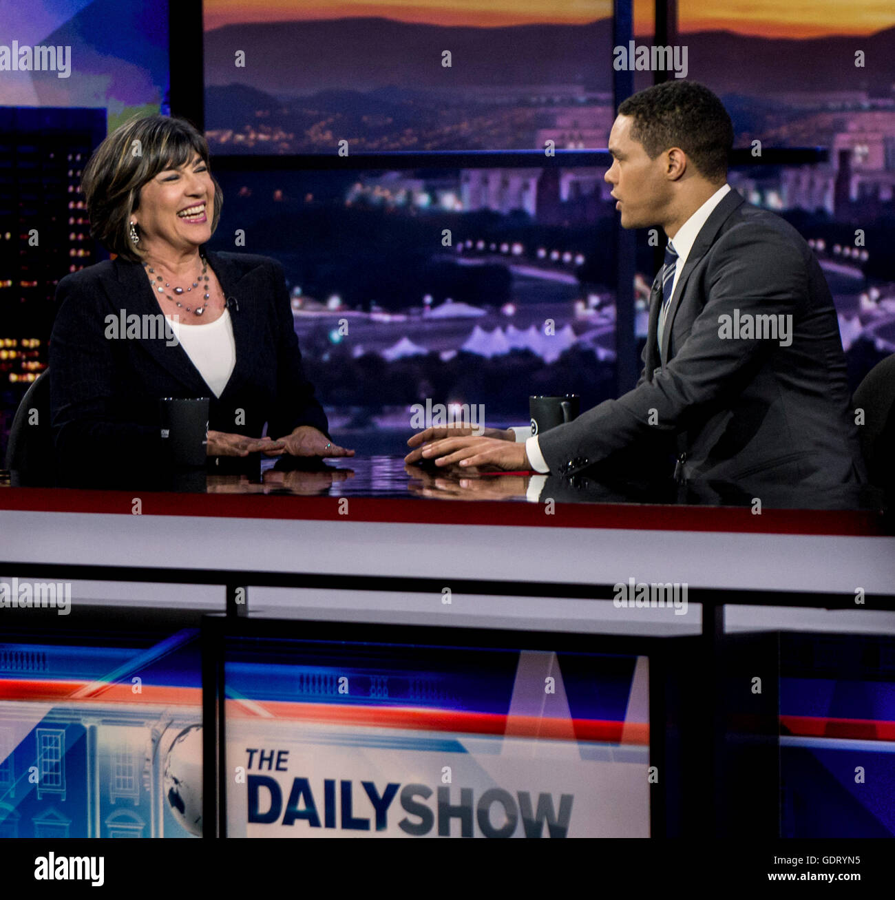 Cleveland, Ohio, USA. 20th July, 2016. CNN's CHRISTIANE AMANPOUR is TREVOR NOAH's guest on the Daily Show with Trevor Noah on day three of the Republican National Convention. Credit:  Brian Cahn/ZUMA Wire/Alamy Live News Stock Photo