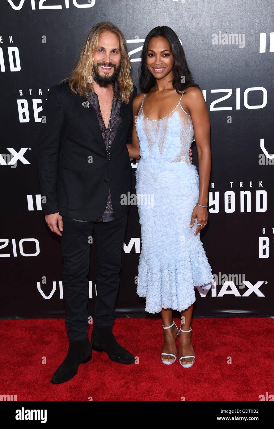 San Diego, California, USA. 20th July, 2016. Zoe Saldana & Marco Perego arrives for the premiere of the film 'Star Trek Beyond' at the Embarcadero Marina Park. Credit:  Lisa O'Connor/ZUMA Wire/Alamy Live News Stock Photo