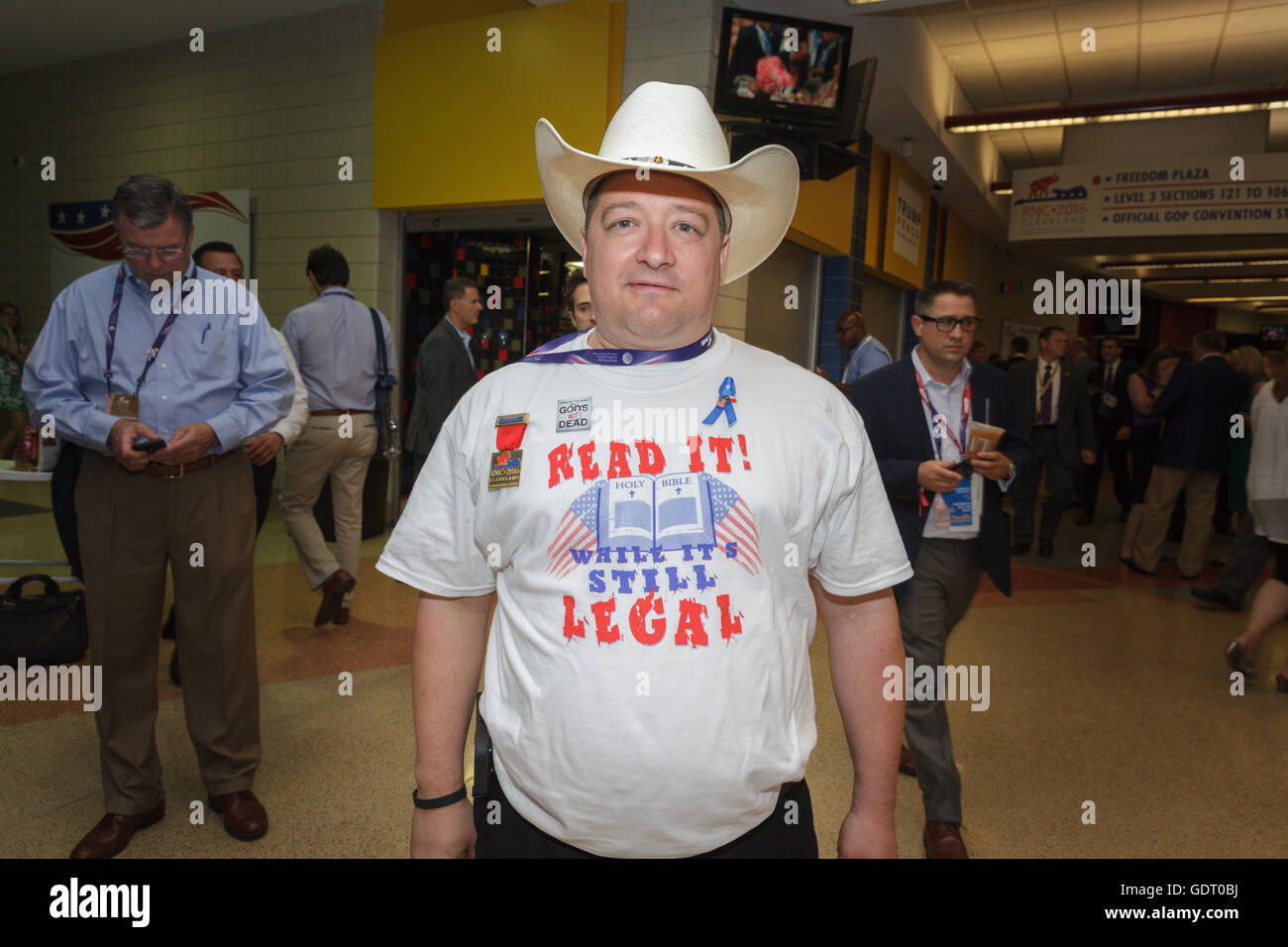 Cleveland, Ohio, USA; July 20, 2016: A Texas delegate, Republican National Convention. (Philip Scalia/Alamy Live News) Stock Photo