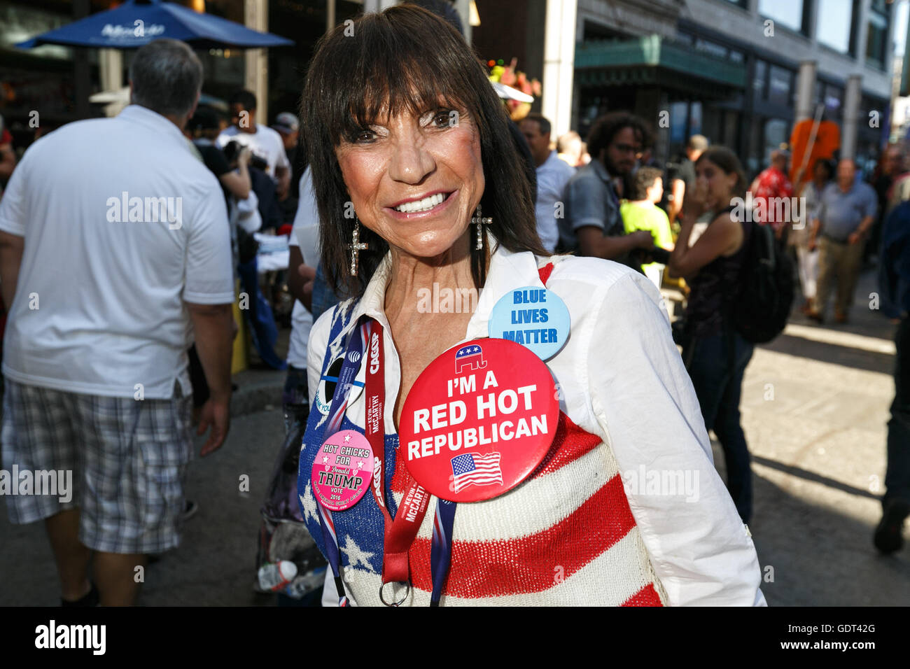 Cleveland, Ohio, USA. 20th July, 2016. Mary Young, a California Delegate from Orange County outside the Republican National Convention. Credit:  John Orvis/Alamy Live News Stock Photo
