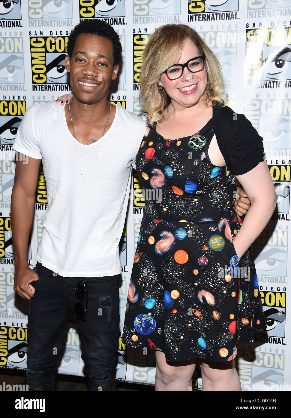 San Diego, California, USA. 21st July, 2016. Tyler James Williams & Kirsten Vangsness arrives for the photo call of the CBS photo call at the Bayfront Hilton Hotel. Credit:  Lisa O'Connor/ZUMA Wire/Alamy Live News Stock Photo