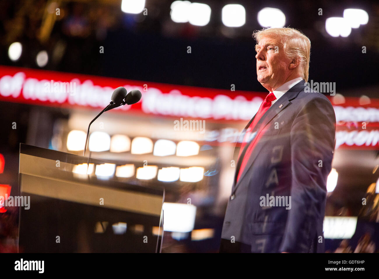 Cleveland, Ohio, USA; July 21, 2016: Donald J. Trump accepts his nomination to run for president at the Republican National Convention. (Philip Scalia/Alamy Live News) Stock Photo