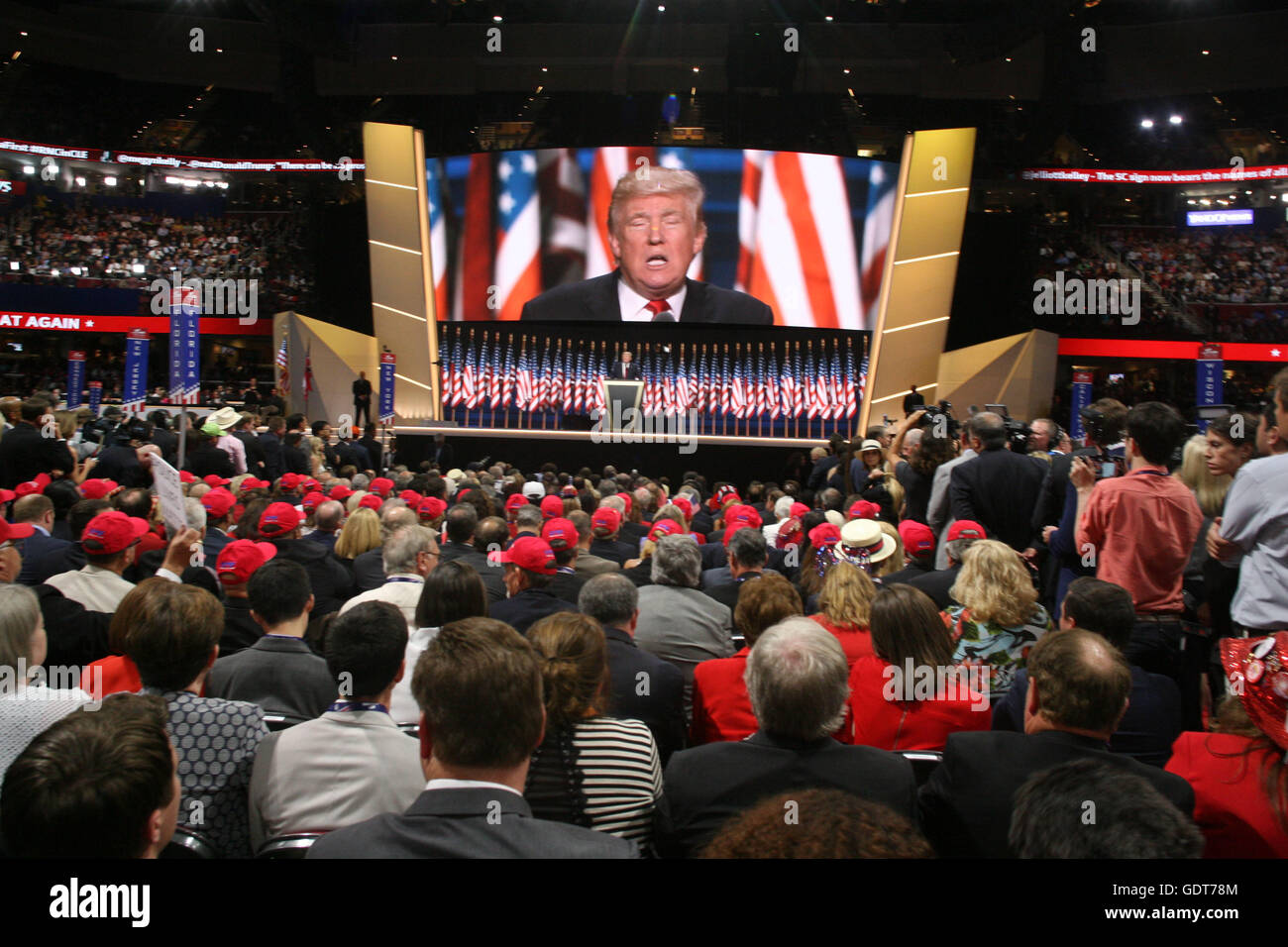Cleveland, Ohio, USA. 21st July, 2016. Final Day of the Republican National Convention held at The Quicken Arena in Cleveland Ohio. Protests outside and Donald J. Trump Accepting the nomination inside the Arena. Credit:  Bruce Cotler/Globe Photos/ZUMA Wire/Alamy Live News Stock Photo