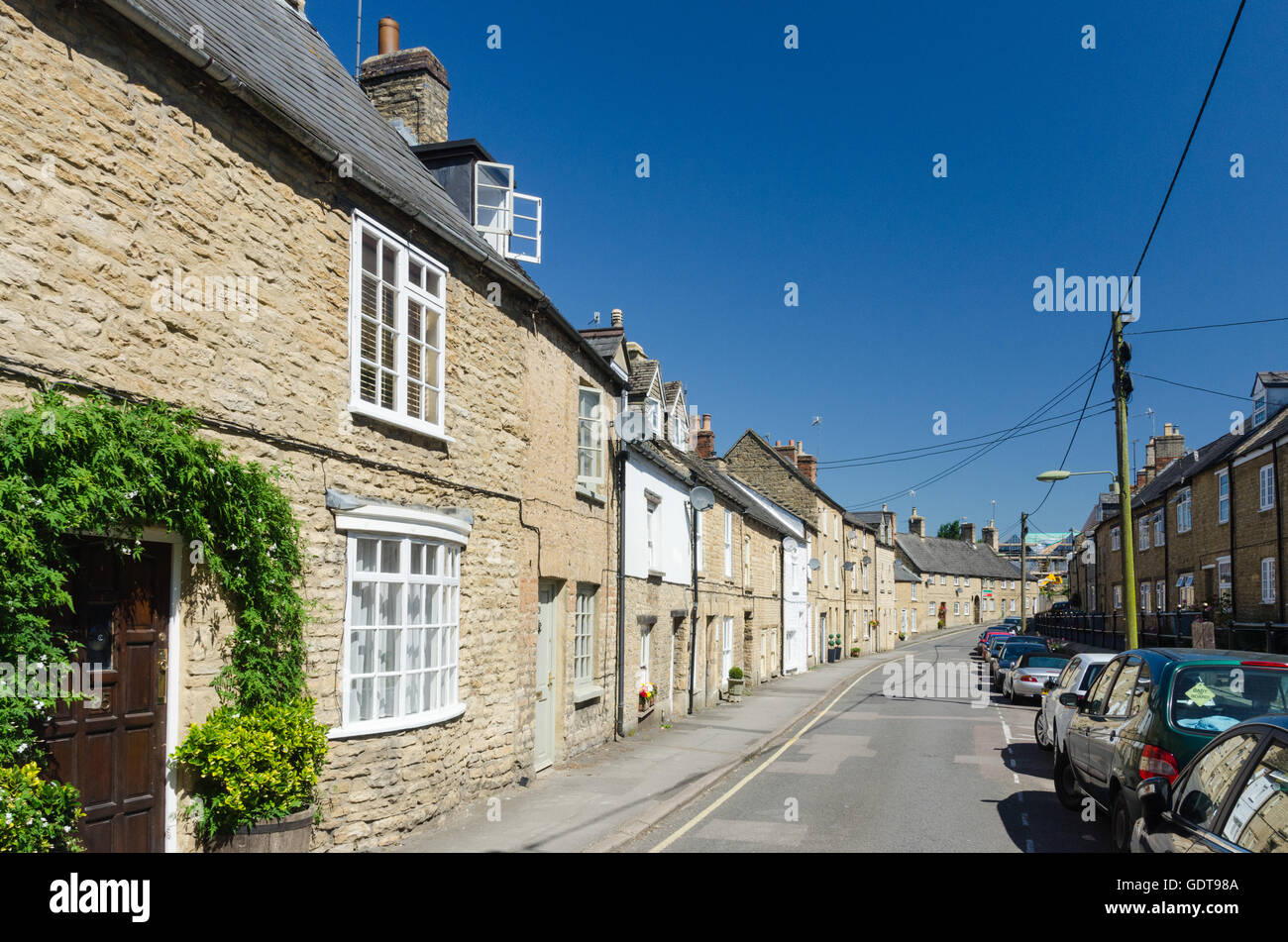 Cottages in Spring Street in Chipping Norton Stock Photo