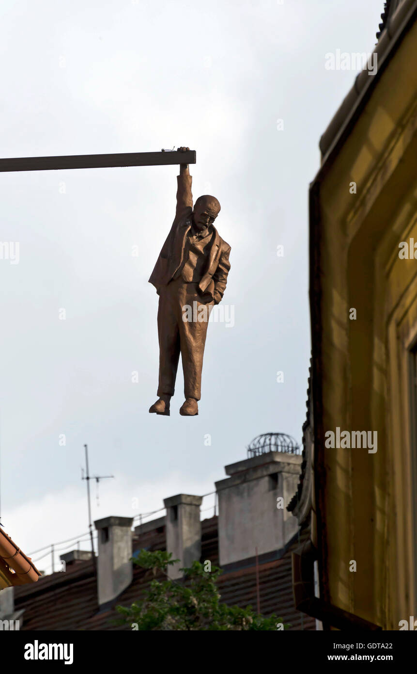 The Hanging statue of Sigmund Freud in the centre of Prague (Praha) in the Czech Republic Stock Photo