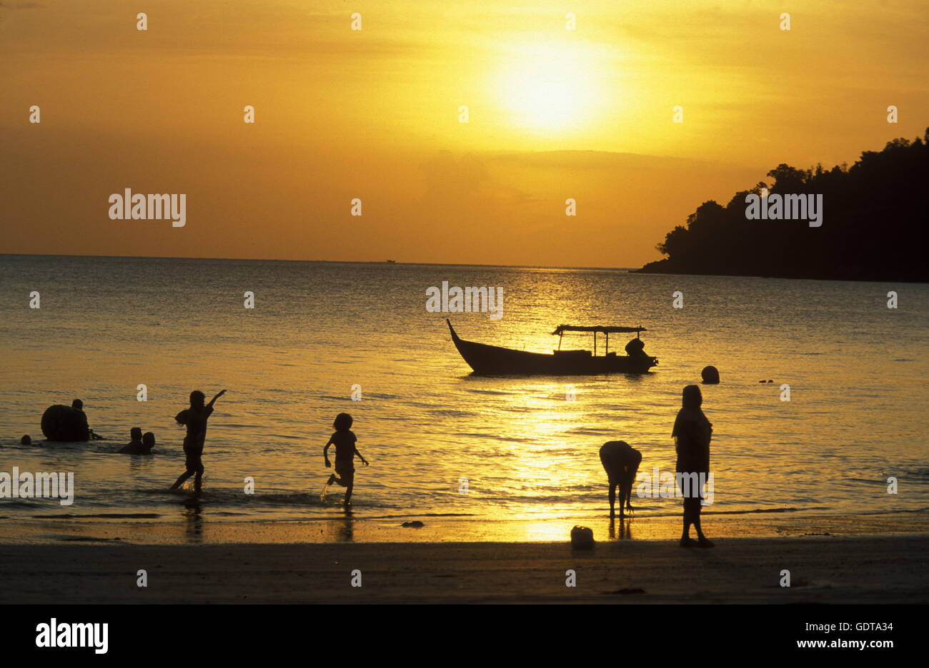 The Beach at Pantai Cenang on the coast of Langkawi Island in the northwest of Malaysia Stock Photo