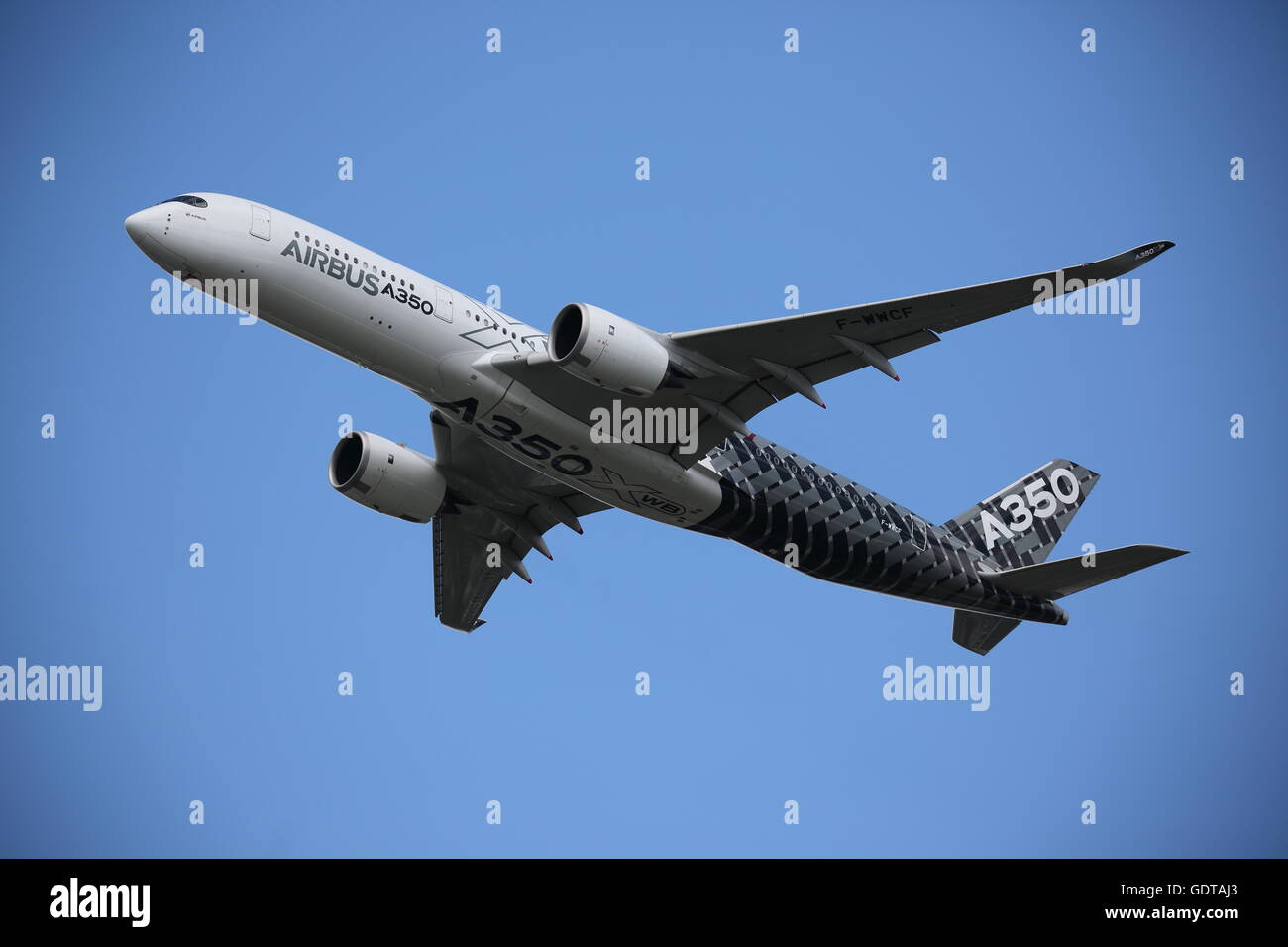 The Airbus A350 showed its enormous agility at Farnborough International Airshow 2016 Stock Photo
