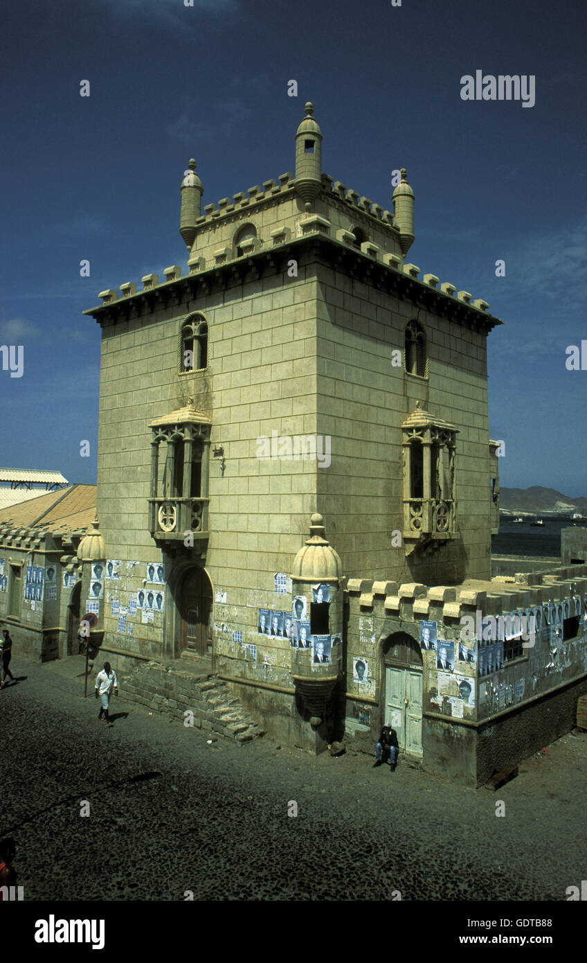 The Tower of the Market in the city of  Mindelo on the Island of Sao Vicente on Cape Verde in the Atlantic Ocean in Africa. Stock Photo