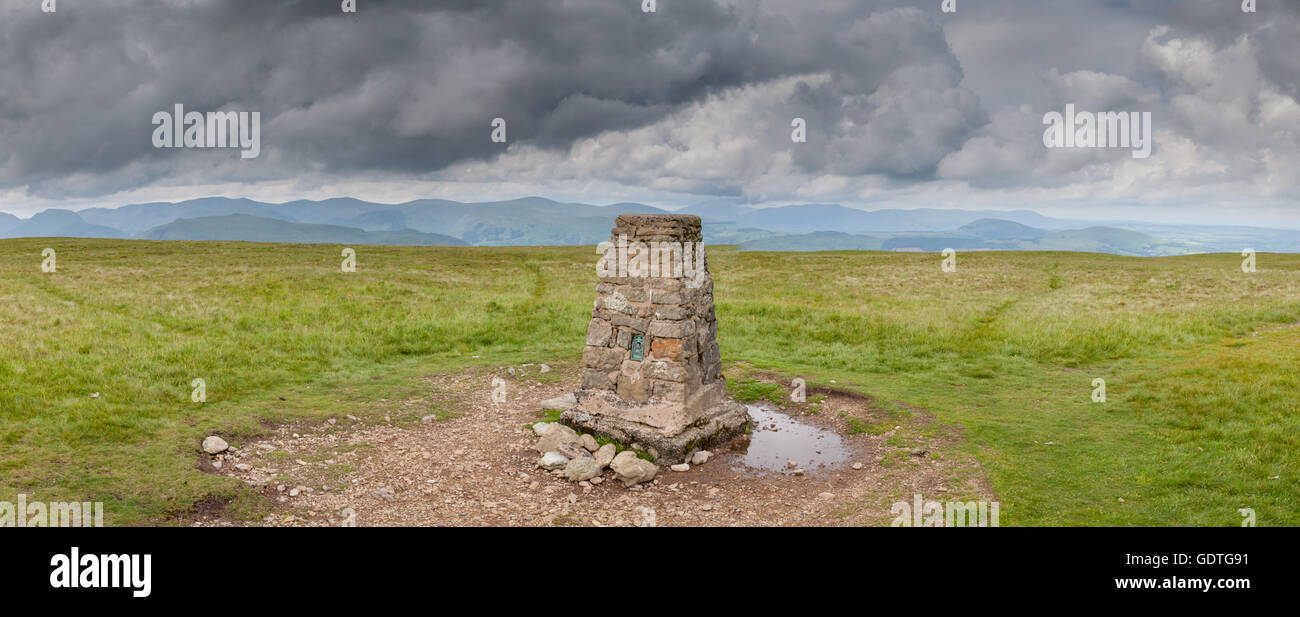 Loadpot Fell trig point panorama, Wainwright in the far eastern fells in the English Lake District Stock Photo