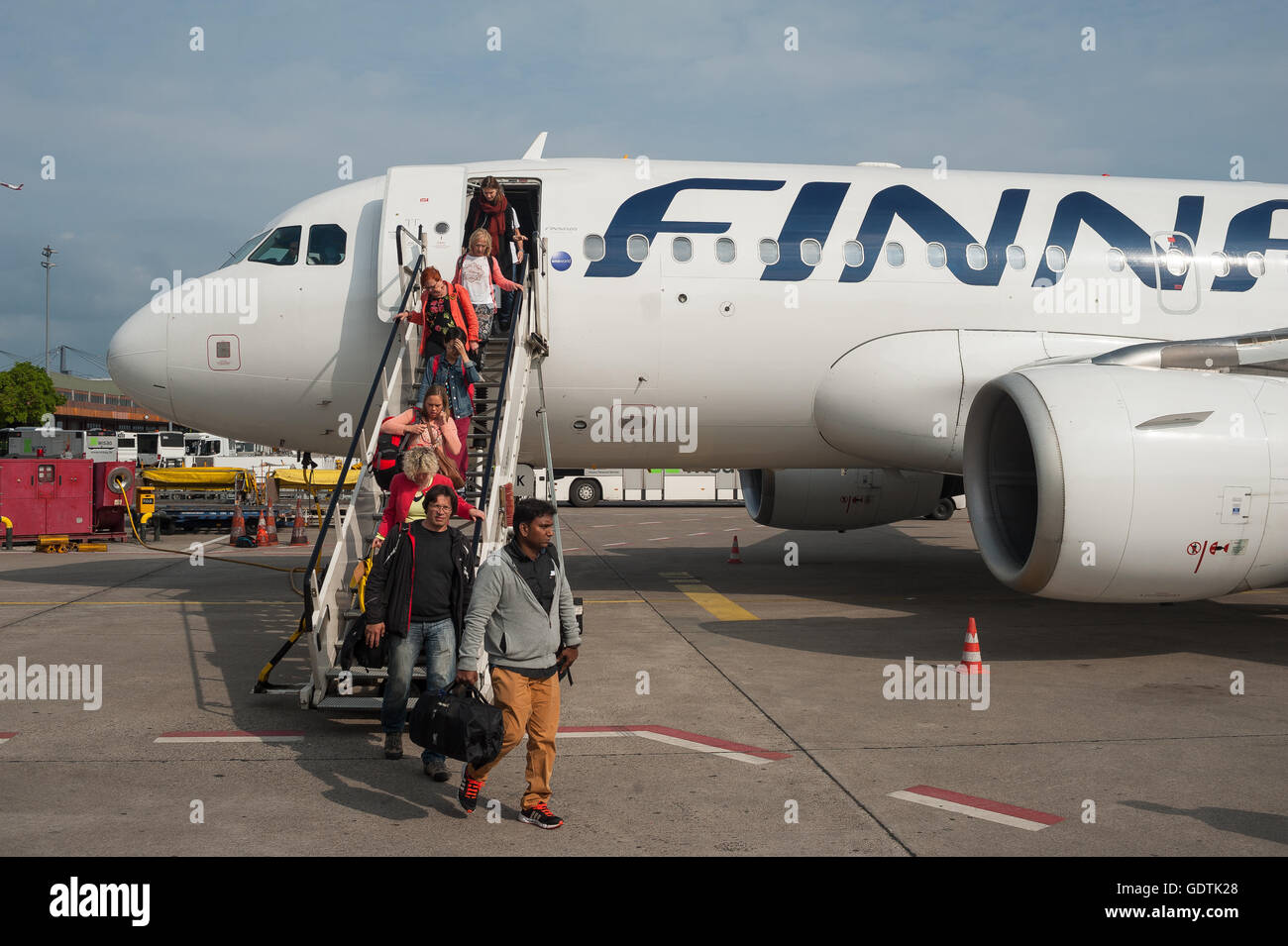 GERMANY, Berlin, May 21, 2016. Passengers arrive from Helsinki at Berlin's Tegel Airport. Stock Photo