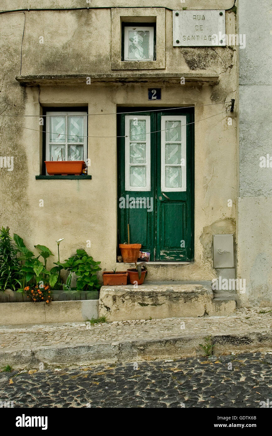 Santiago Street. Alfama Quarter. Lisbon. Portugal. Stock Photo
