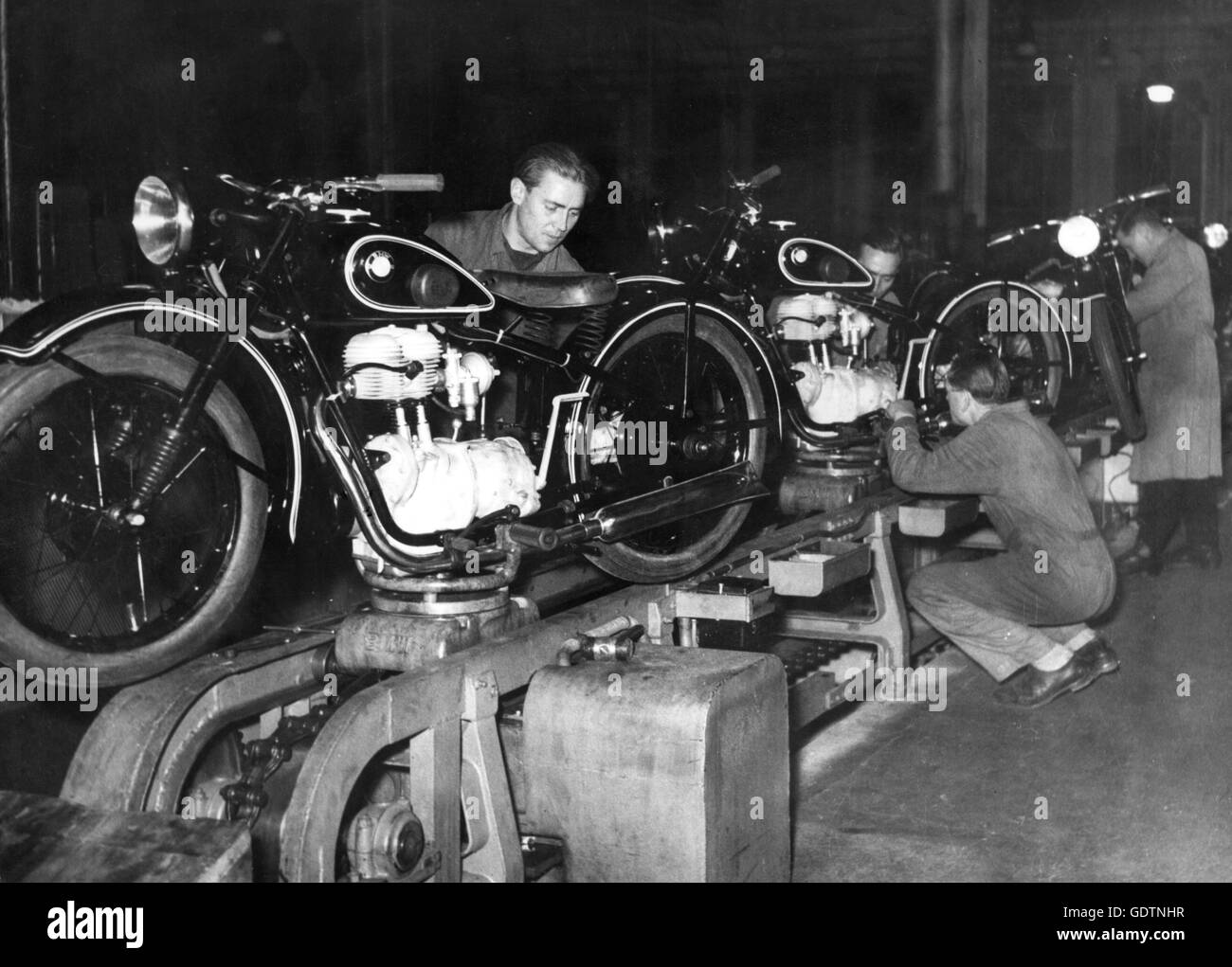 Motorcycle production at BMW around 1950 Stock Photo - Alamy