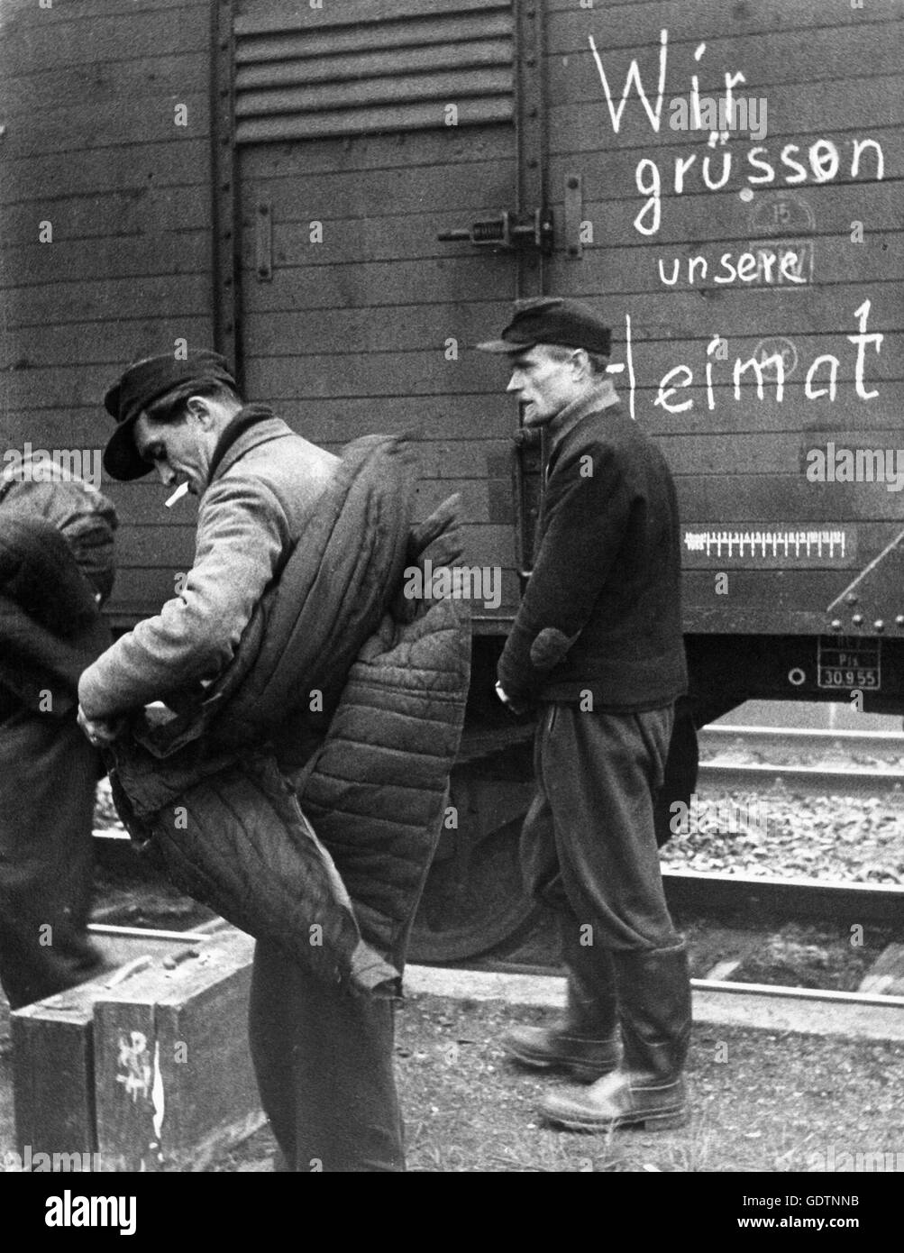Returning German soldier Harald Krupp, 1955 Stock Photo