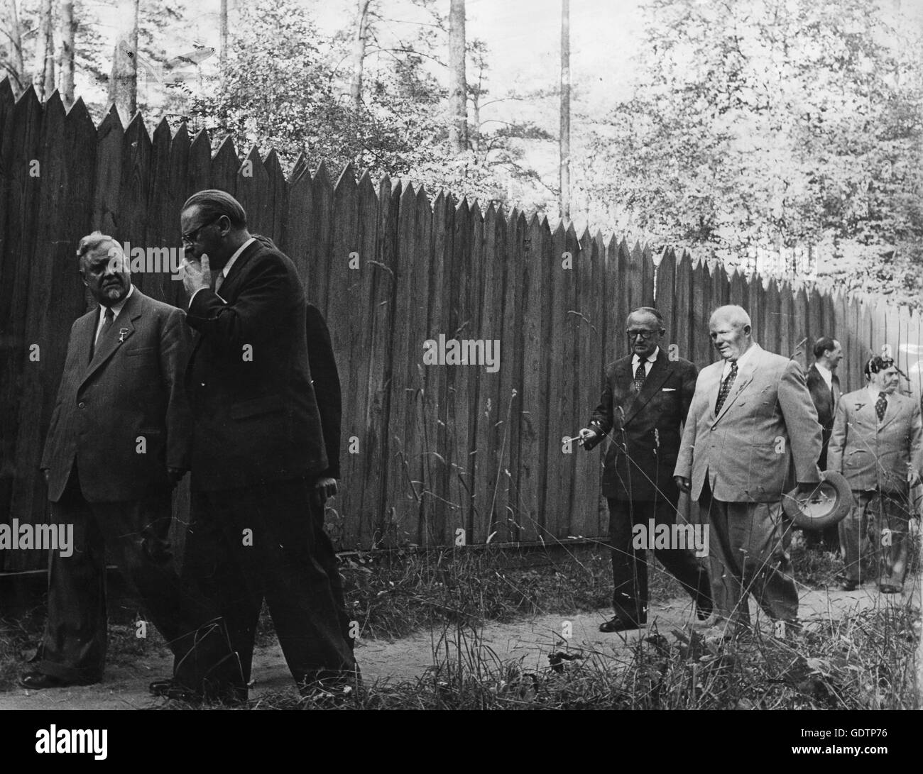 Nikolai Bulganin, Heinrich von Brentano, Walter Hallstein, Nikita Khrushchev during the visit of Adenauer to Moscow, 1955 Stock Photo