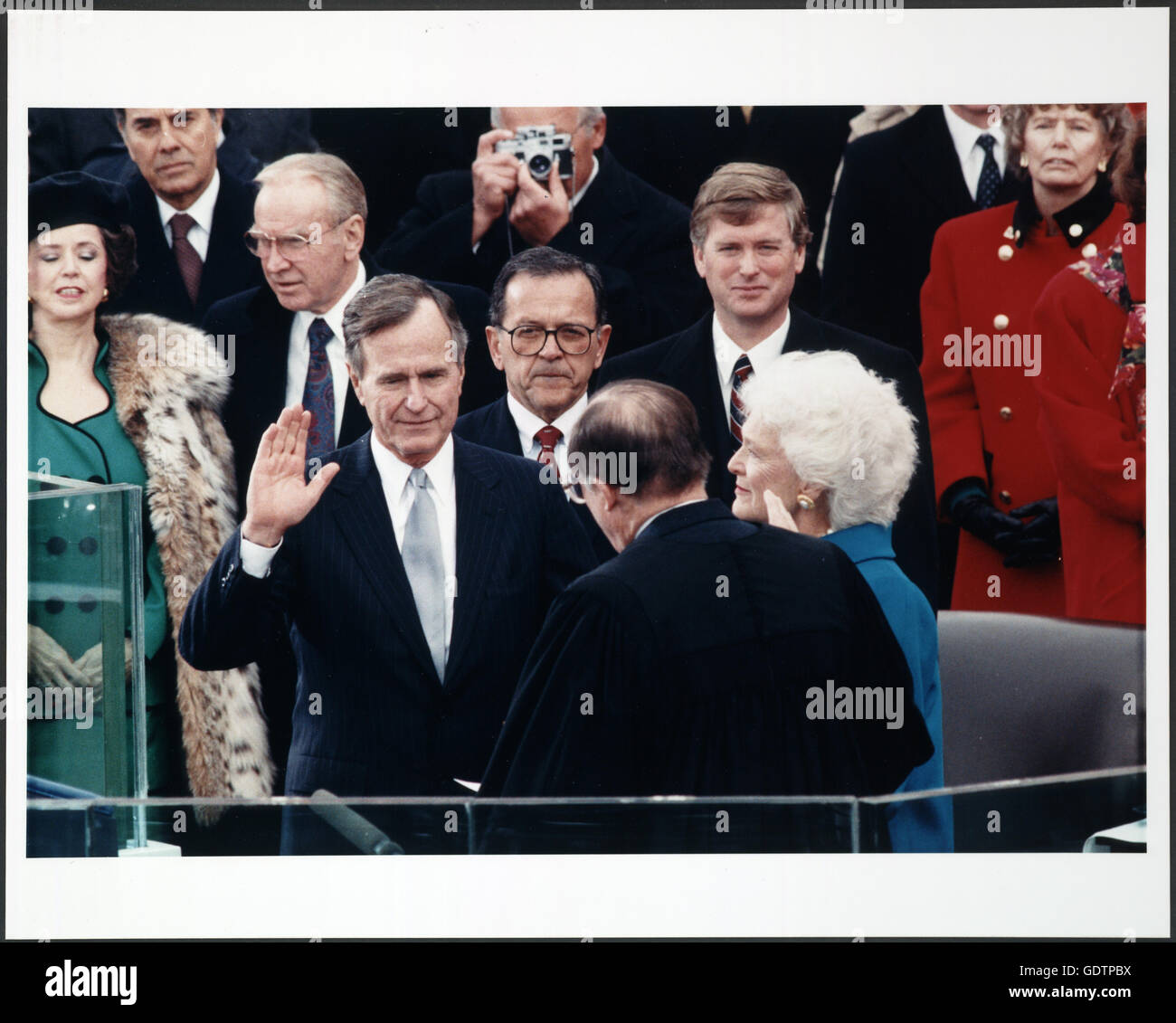 President George H.W. Bush taking the oath of office. Stock Photo