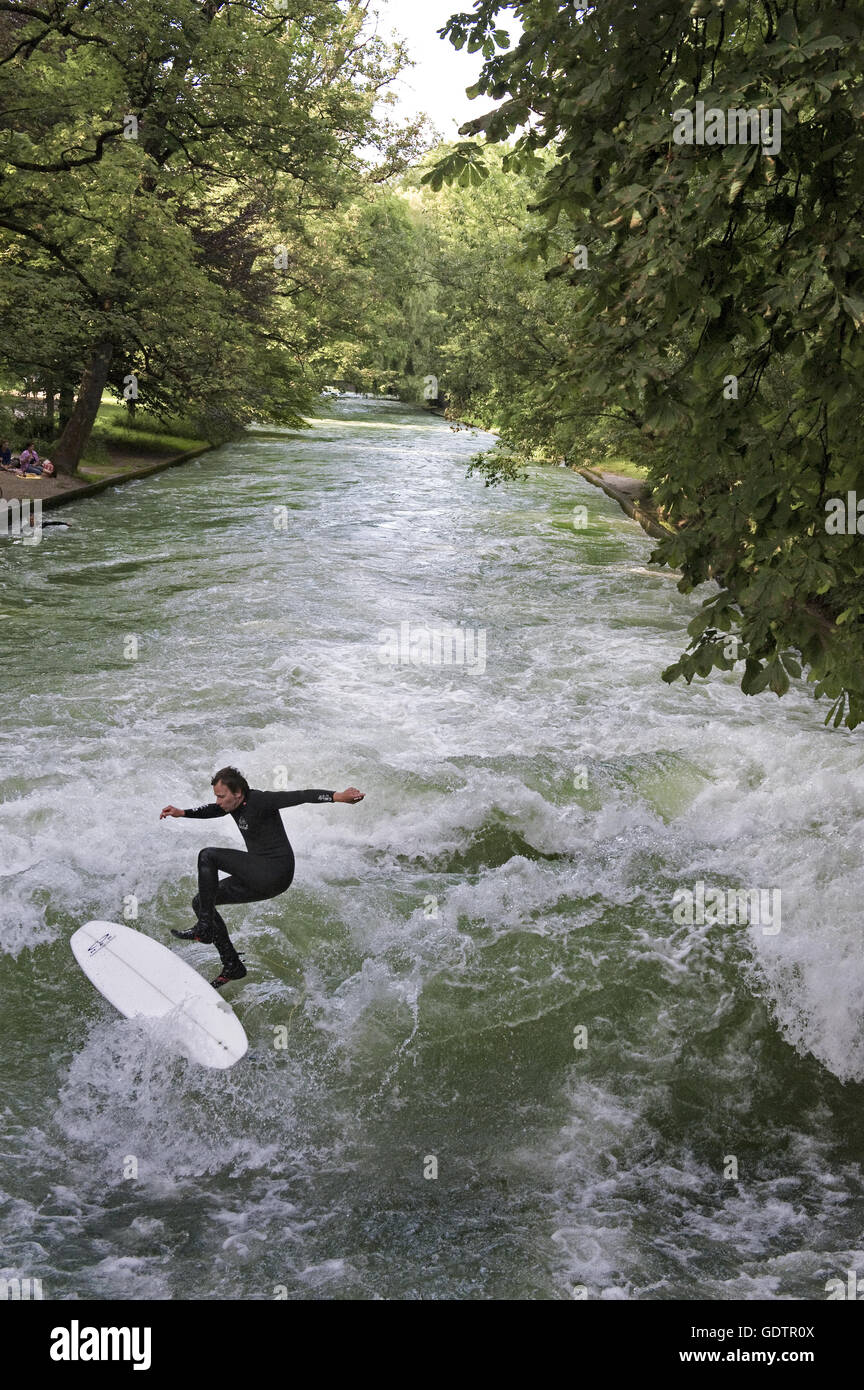 The Eisbach in Munich, 2009 Stock Photo