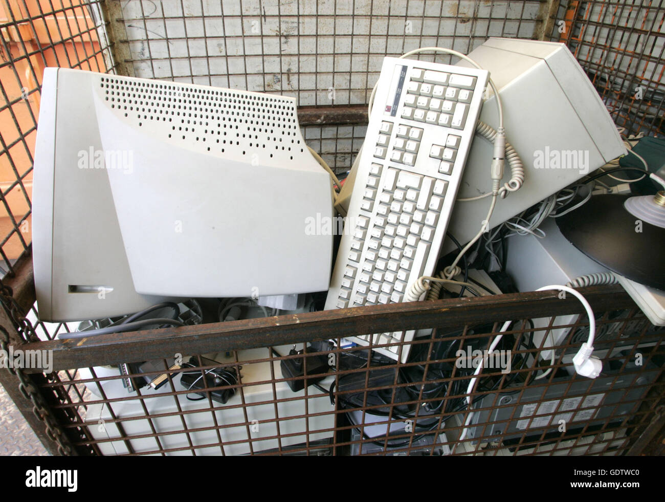 Keyboard and monitors in a waste container hires stock photography and images Alamy