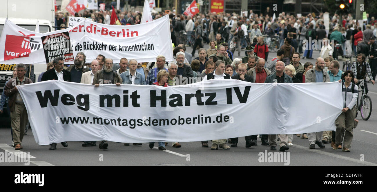 Demonstration against Hartz IV Stock Photo