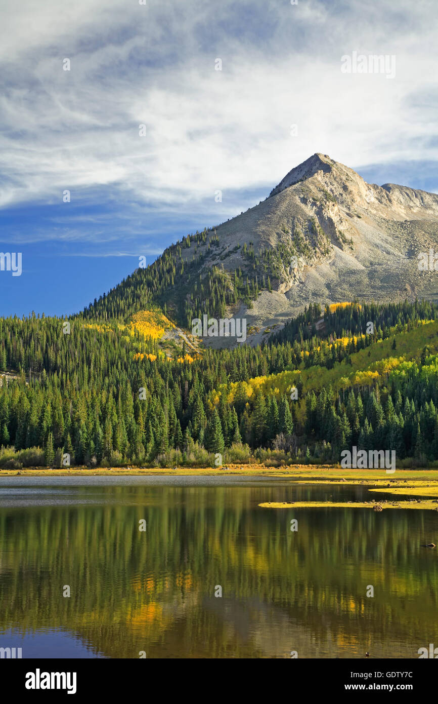 Portion of East Beckwith Mountain. (12432 ft.) and Lost Lake Slough, Gunnison National Forest, Colorado USA Stock Photo