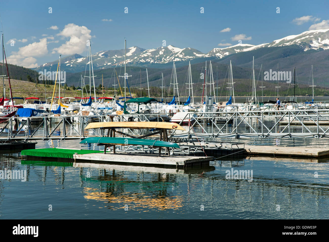 Marina and Tenmile Range, Lake Dillon, Dillon, Colorado USA Stock Photo