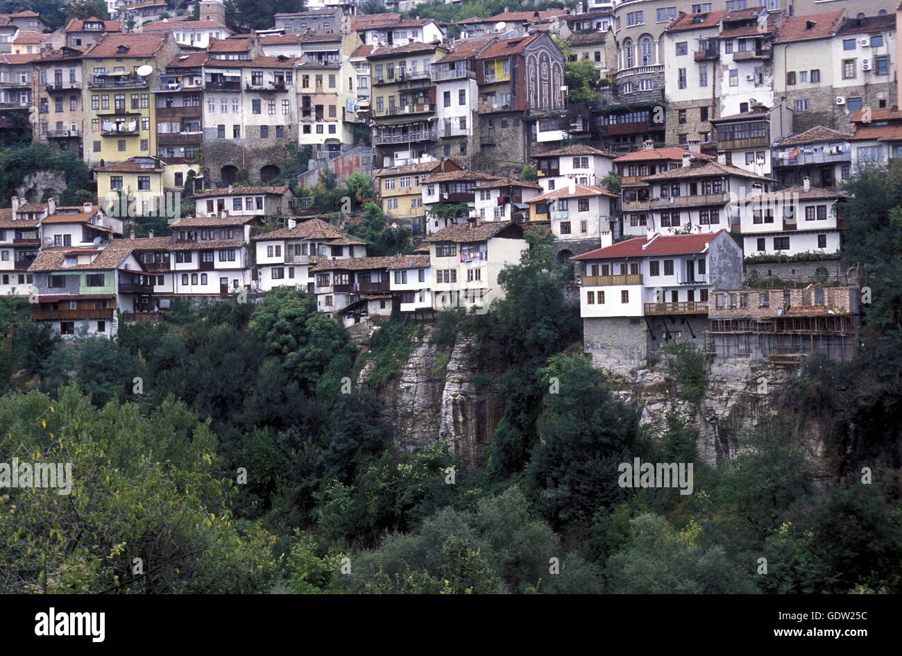 the city of Veliko Tarnovo in the north of Bulgaria in east Europe. Stock Photo