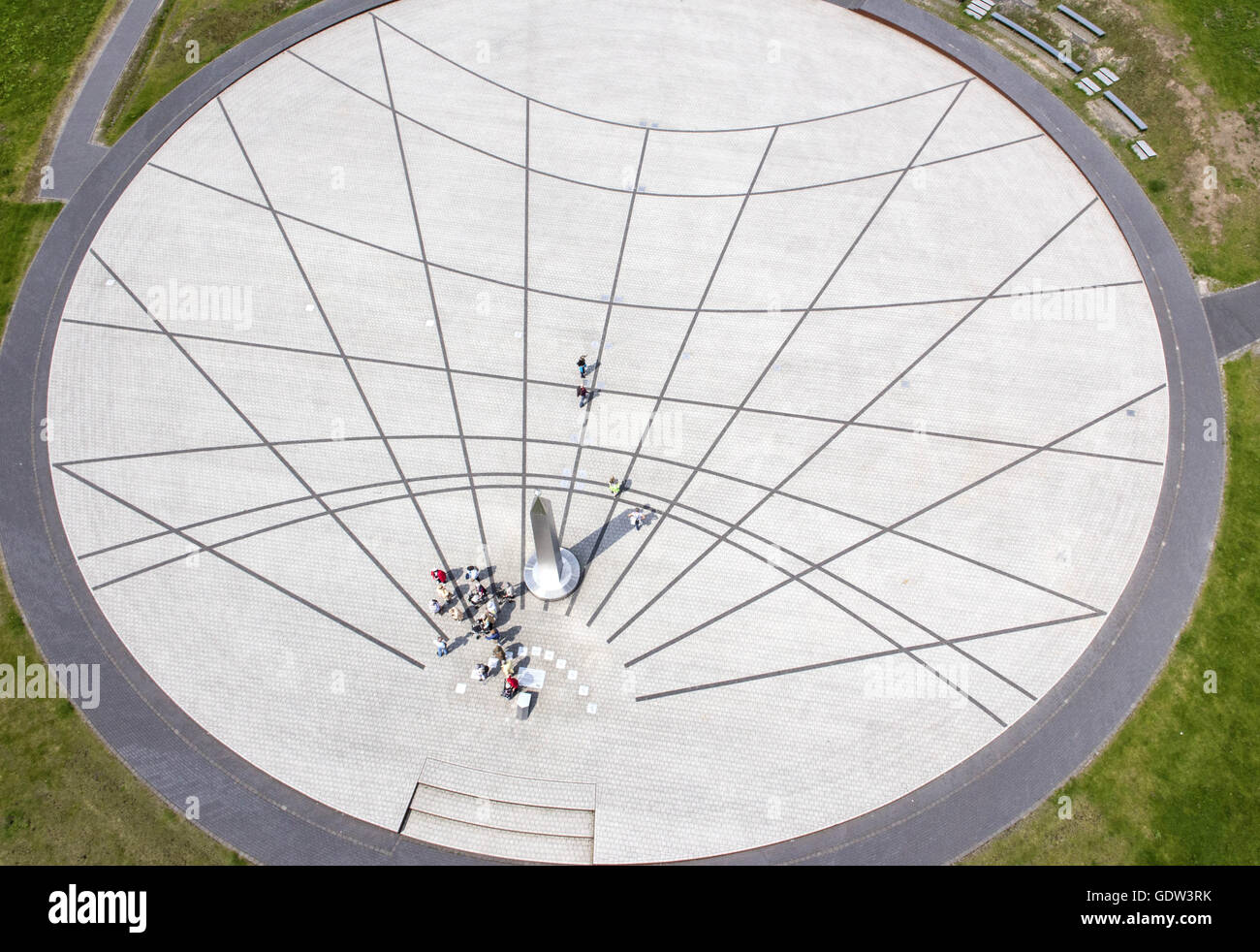 Obelisk and sundial in the Landscape Park Hoheward in Herten Stock