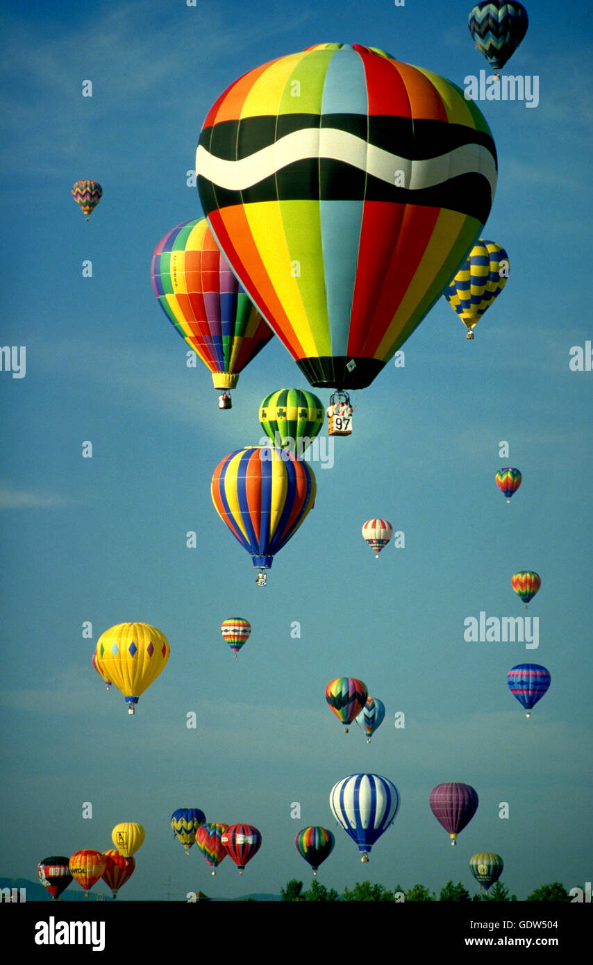 Hot air balloons at the Adirondack Balloon Festival in Glens Falls, New York. USA Stock Photo