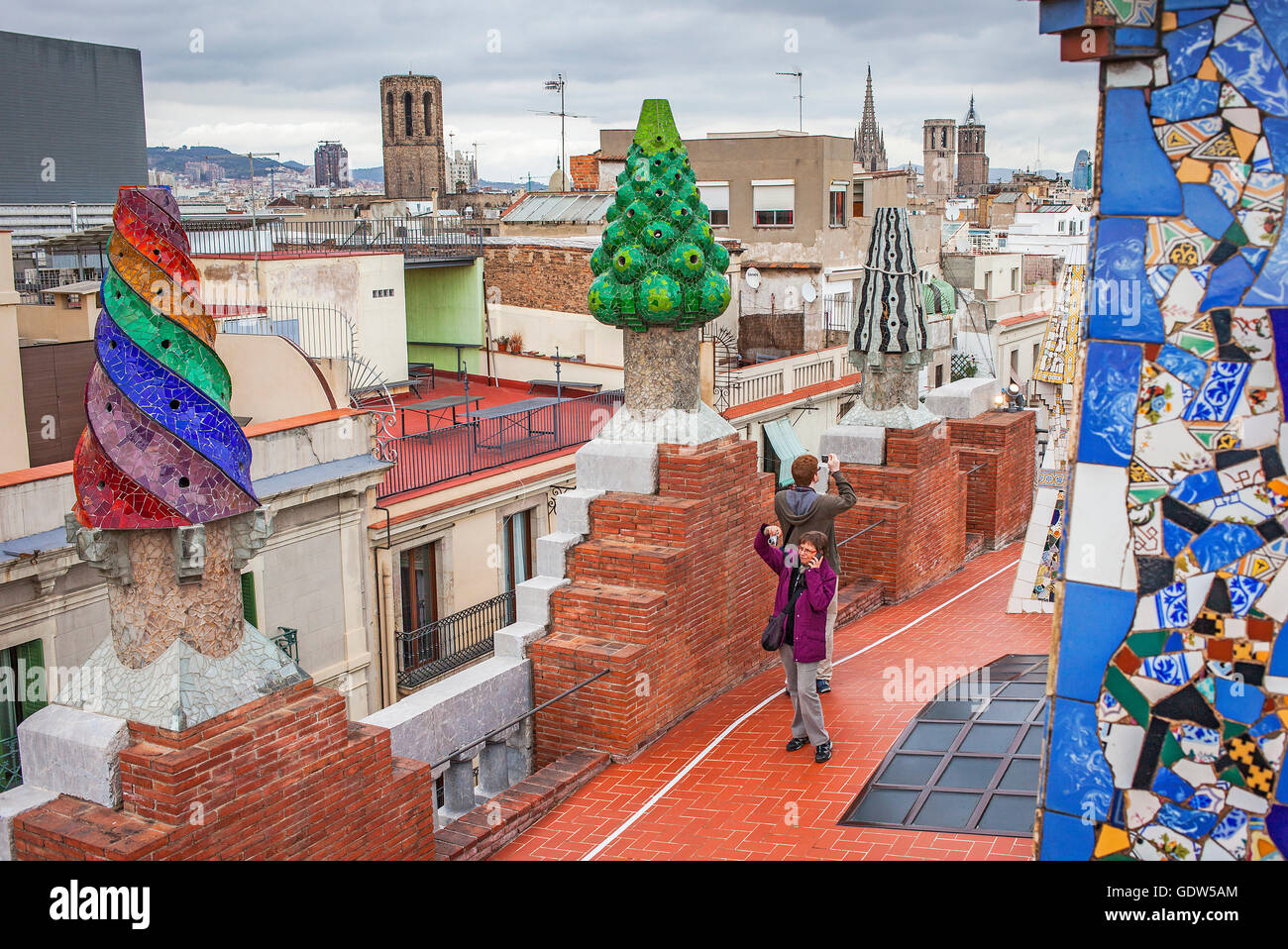 Rooftop of Palau Guell, Barcelona, Catalonia, Spain Stock Photo Alamy