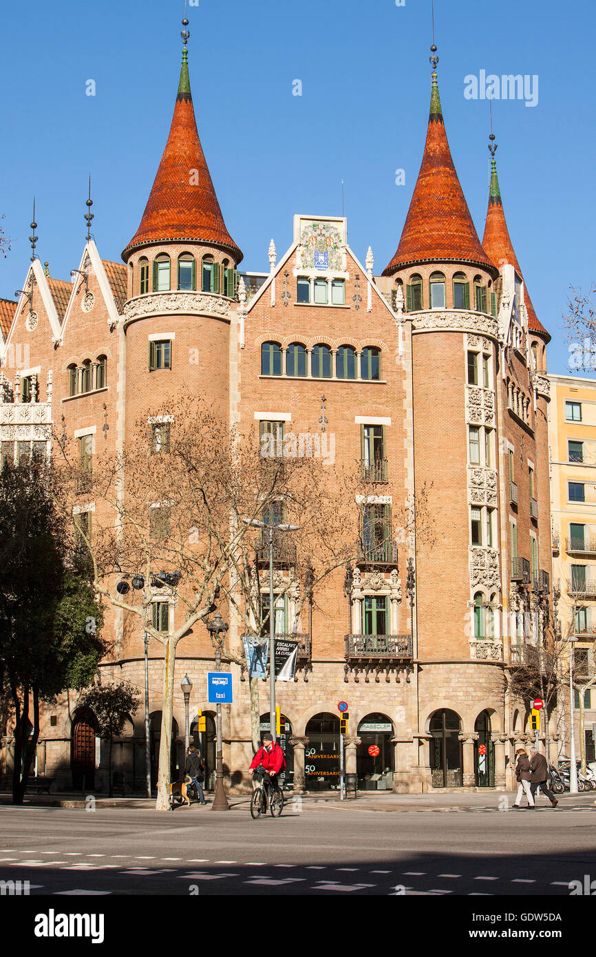 Casa Terrades or de les Punxes, Puig i Cadafalch, Eixample, Barcelona, Spain Stock Photo
