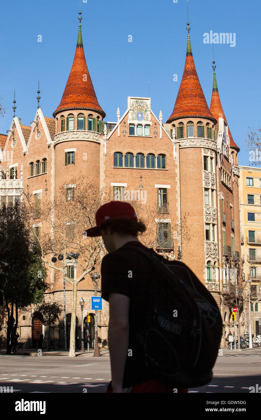 Casa Terrades or de les Punxes, Puig i Cadafalch, Eixample, Barcelona, Spain Stock Photo