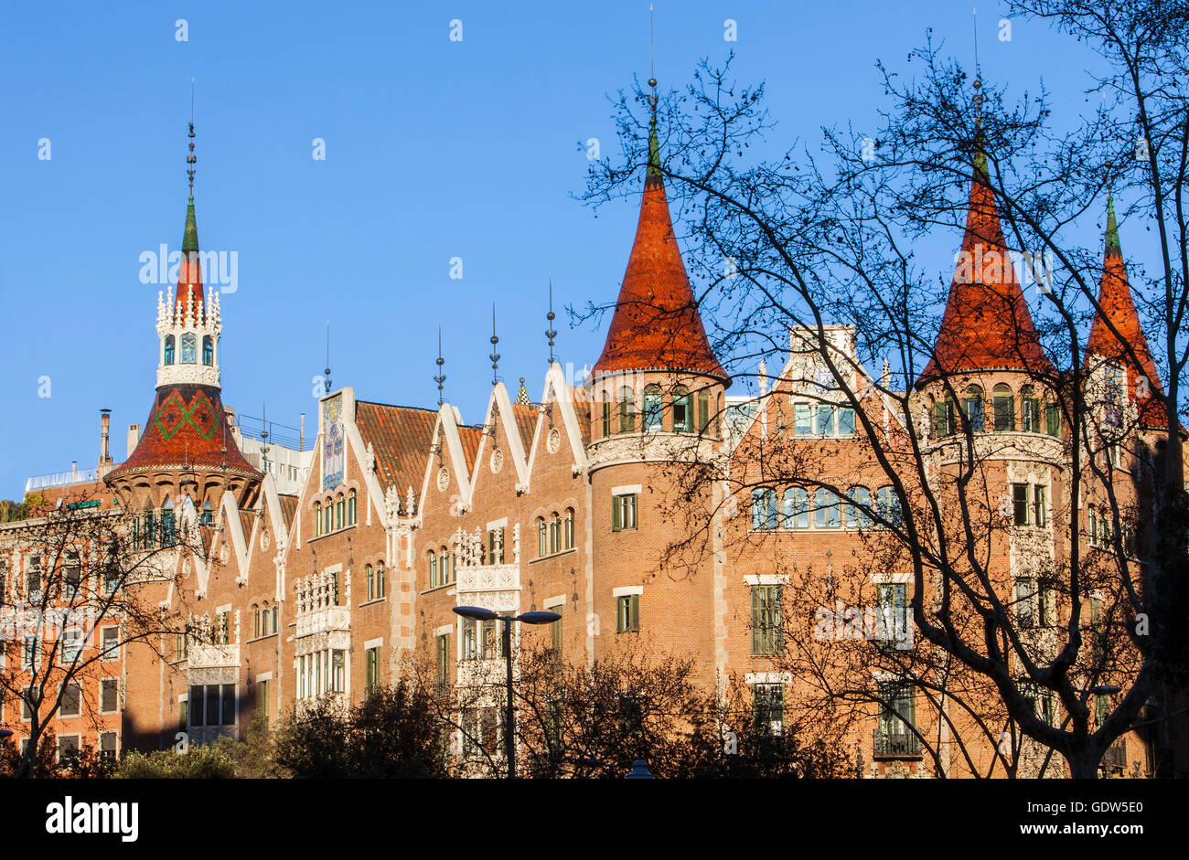 Casa Terrades or de les Punxes, Puig i Cadafalch, Eixample, Barcelona, Spain Stock Photo