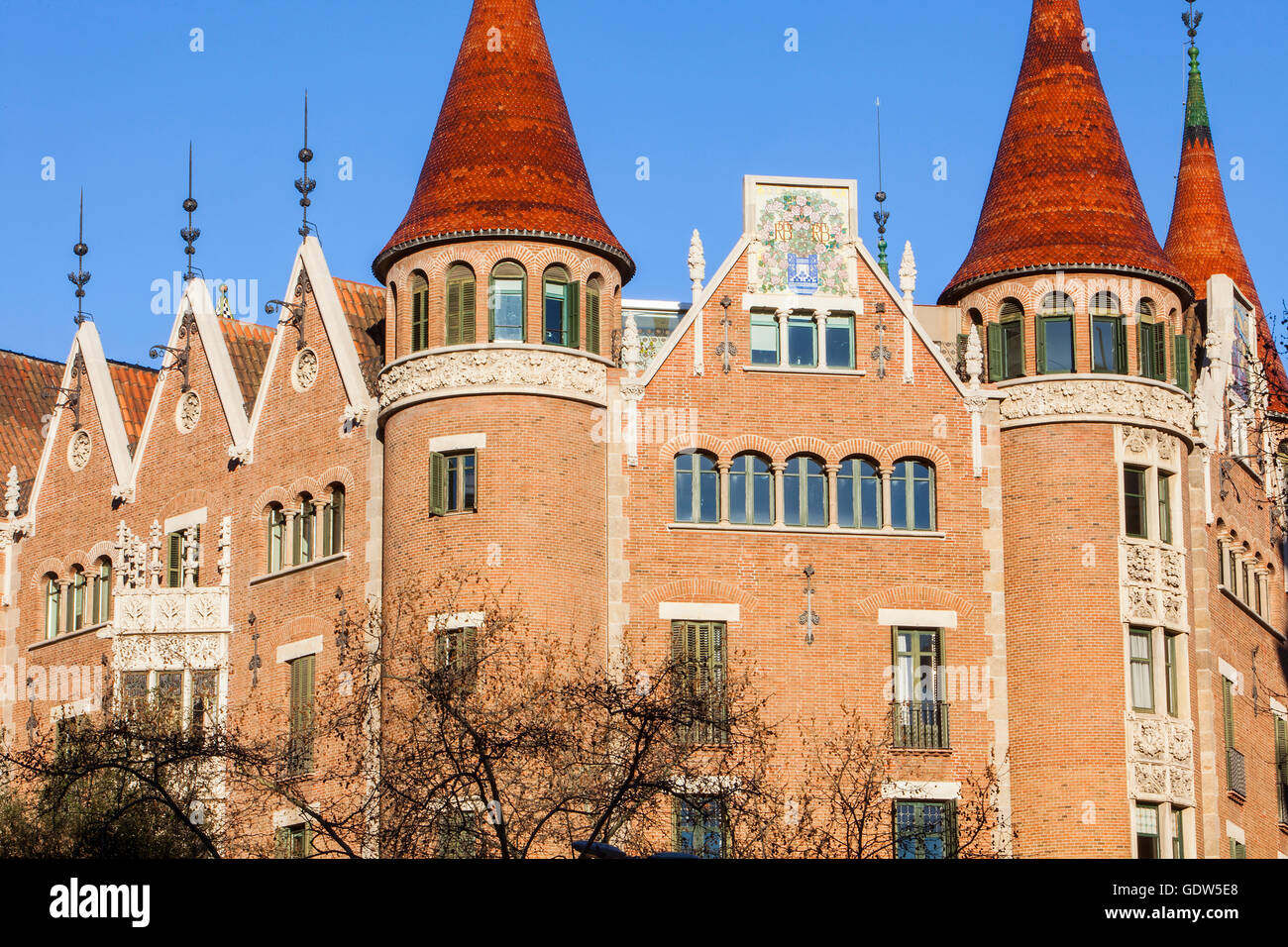 Casa Terrades or de les Punxes, Puig i Cadafalch, Eixample, Barcelona, Spain Stock Photo