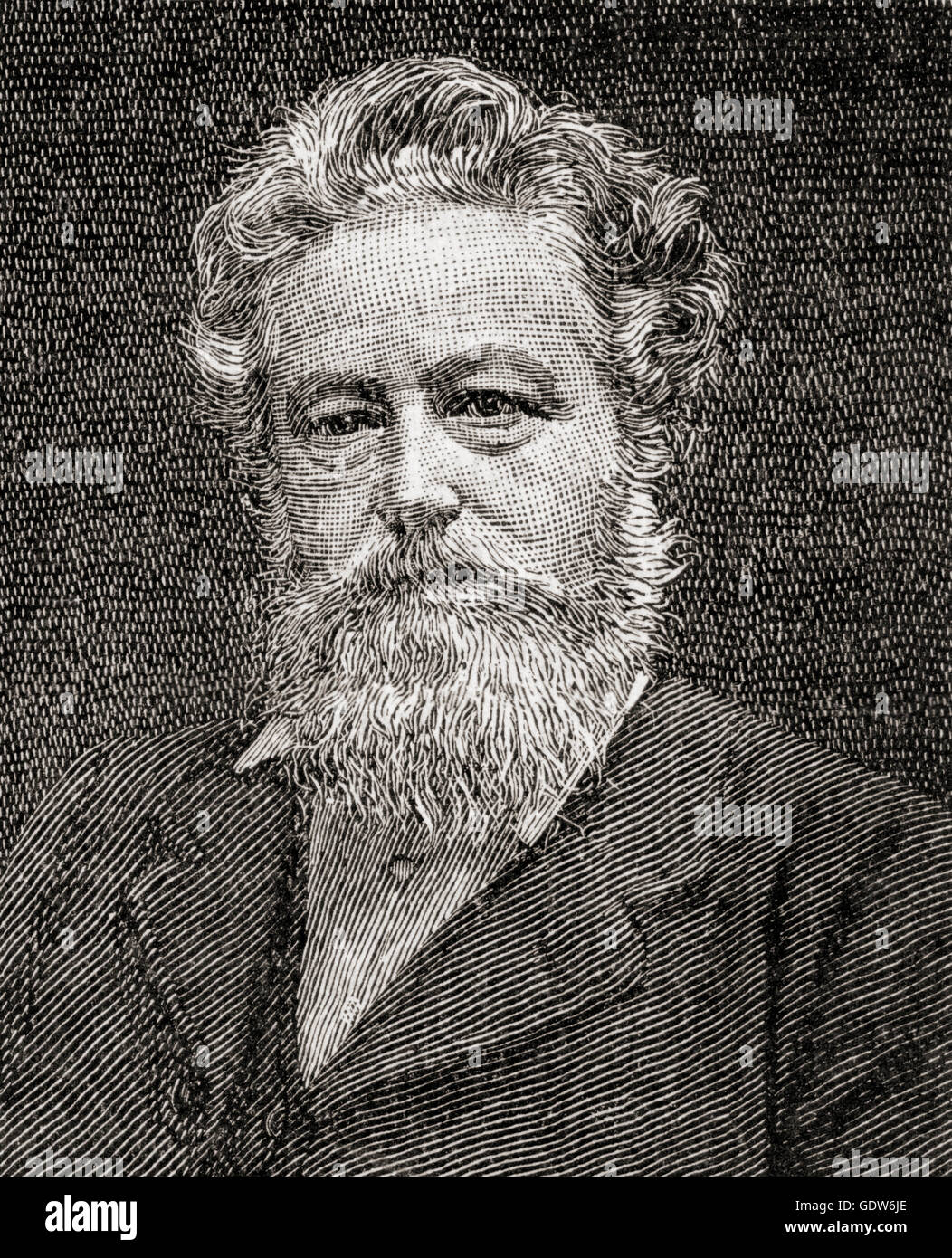 William Morris, 1834 –  1896.  English textile designer, poet, novelist, translator, and socialist activist. Stock Photo