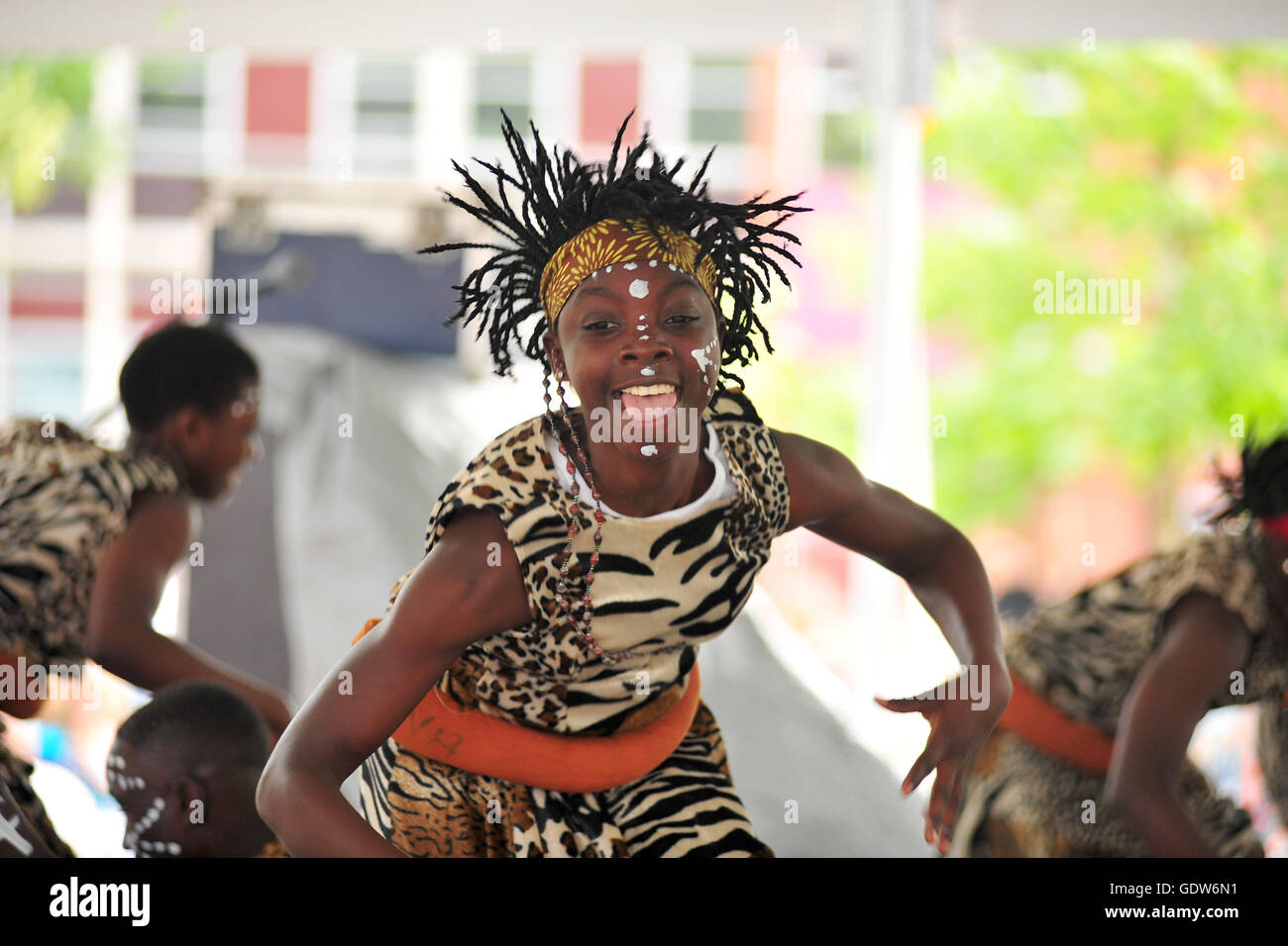 A Ugandan dance troop dancing at an international music festival held ...