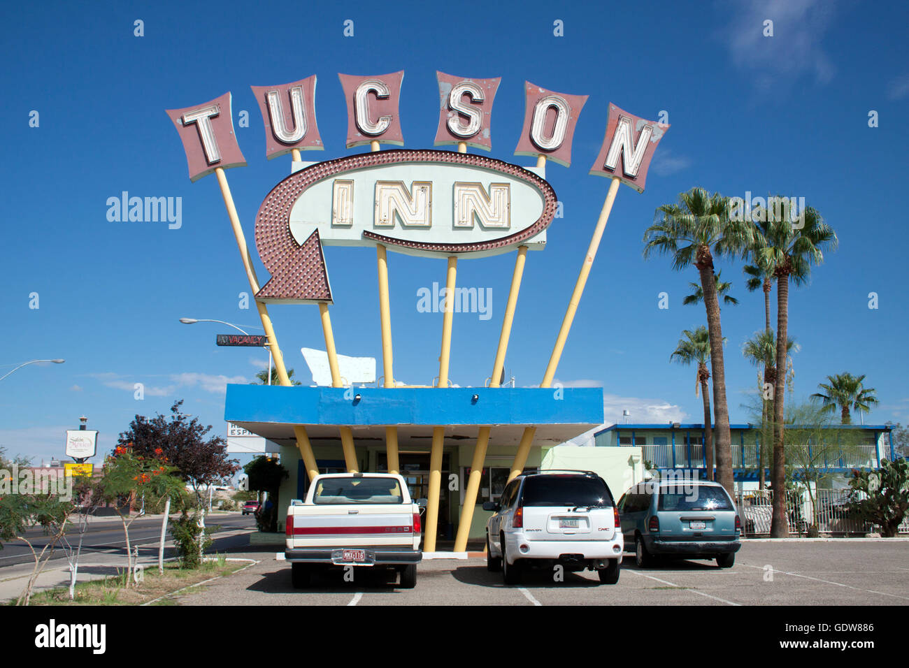 Tucson Inn sign for an old motel in downtown Tucson Arizona Stock Photo