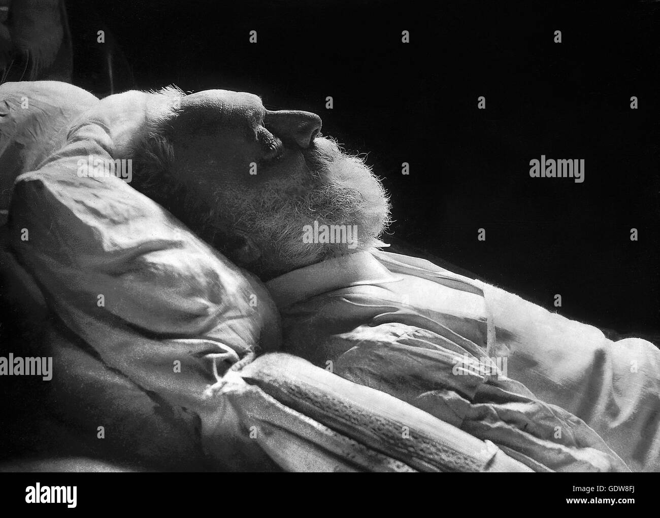 Victor Hugo (1802-1885) on his deathbed. Photo by Nadar (Gaspard Félix Tournachon), 1885. Stock Photo