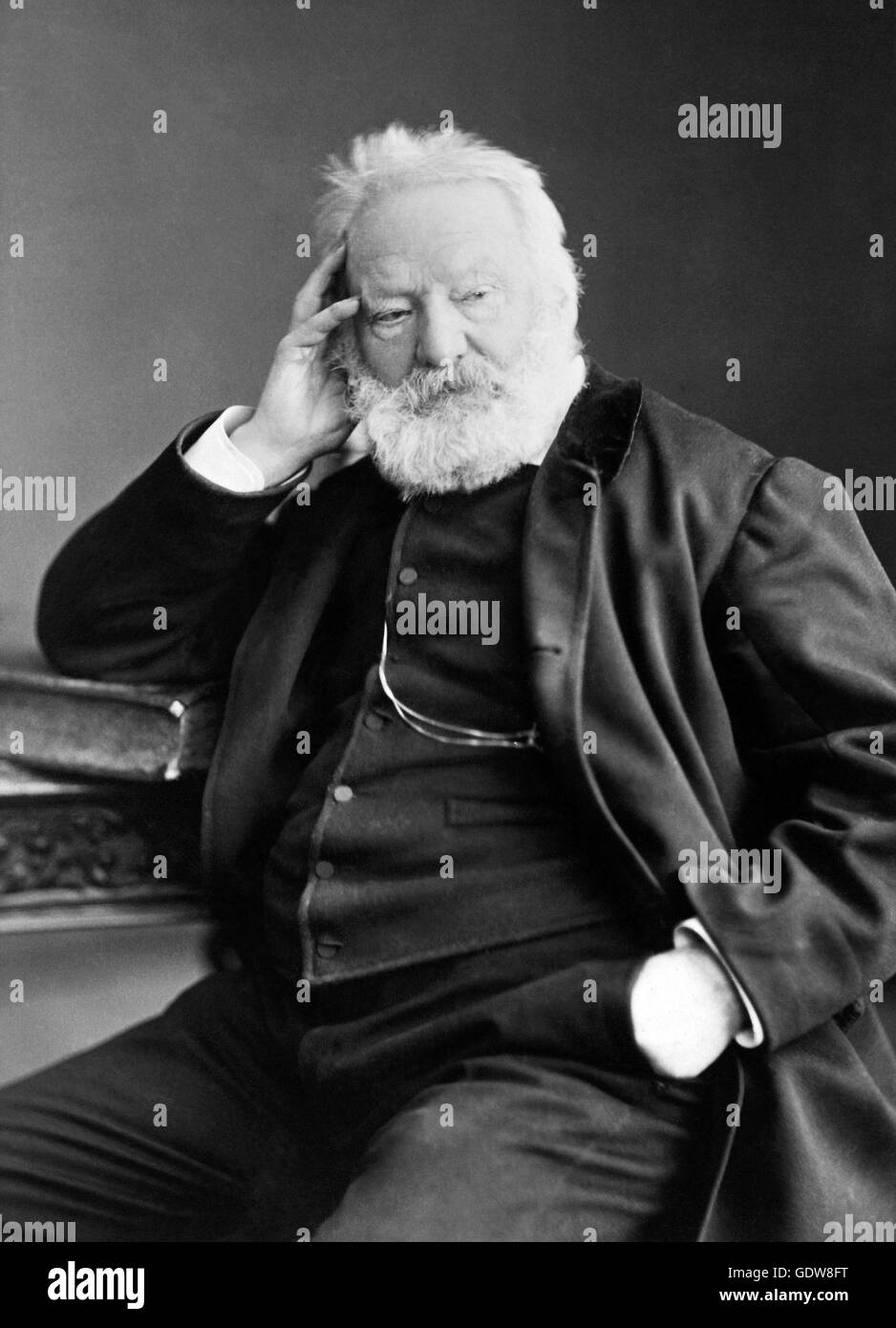 Victor Hugo. Portrait of the French writer, Victor Marie Hugo (1802-1885), by Nadar (Gaspard Félix Tournachon), c.1880. Stock Photo