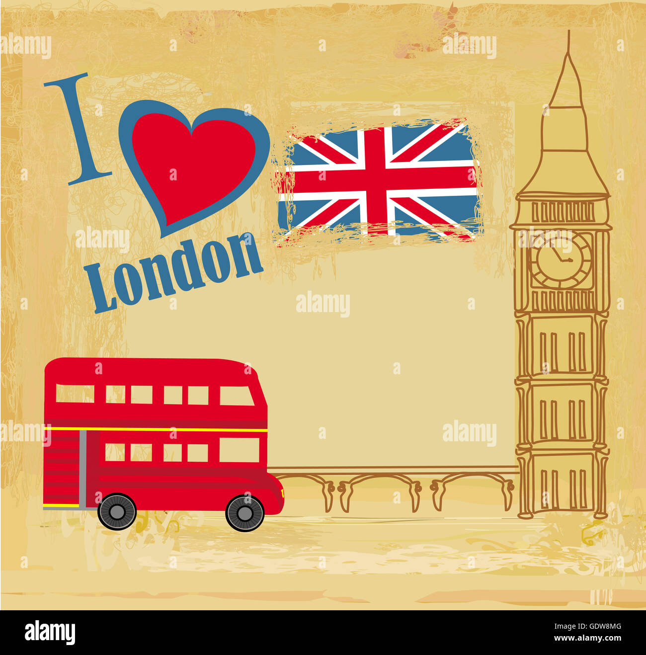 Icons london big ben flag england red bus hi-res stock photography and ...