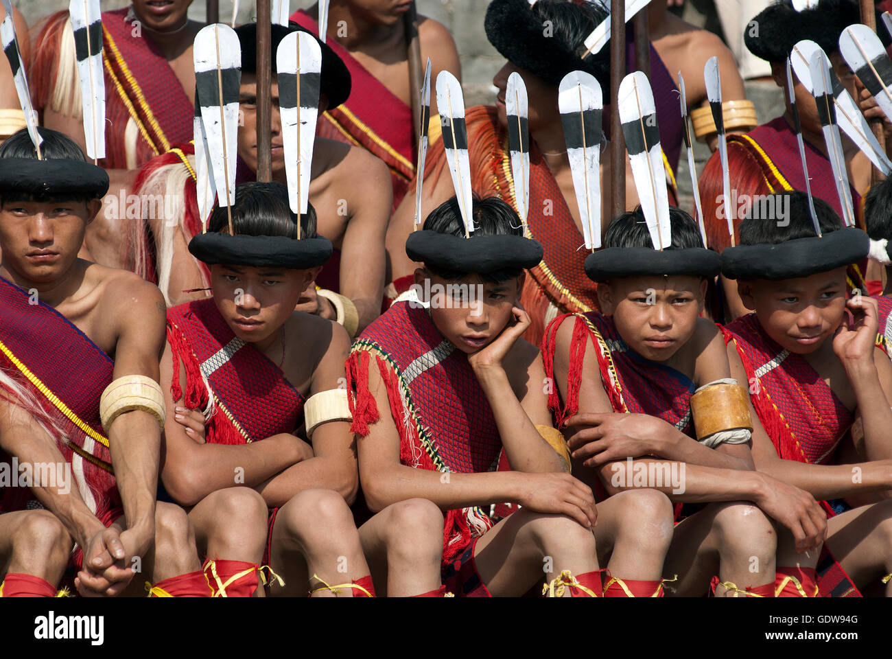 The image of Young naga boys in Hornbill festival, Nagaland, India Stock Photo