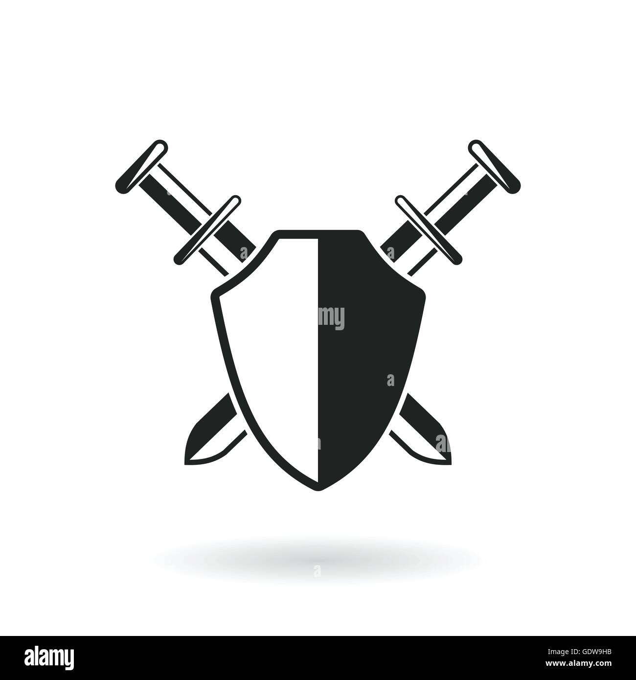 Crossed swords with a shield hi-res stock photography and images